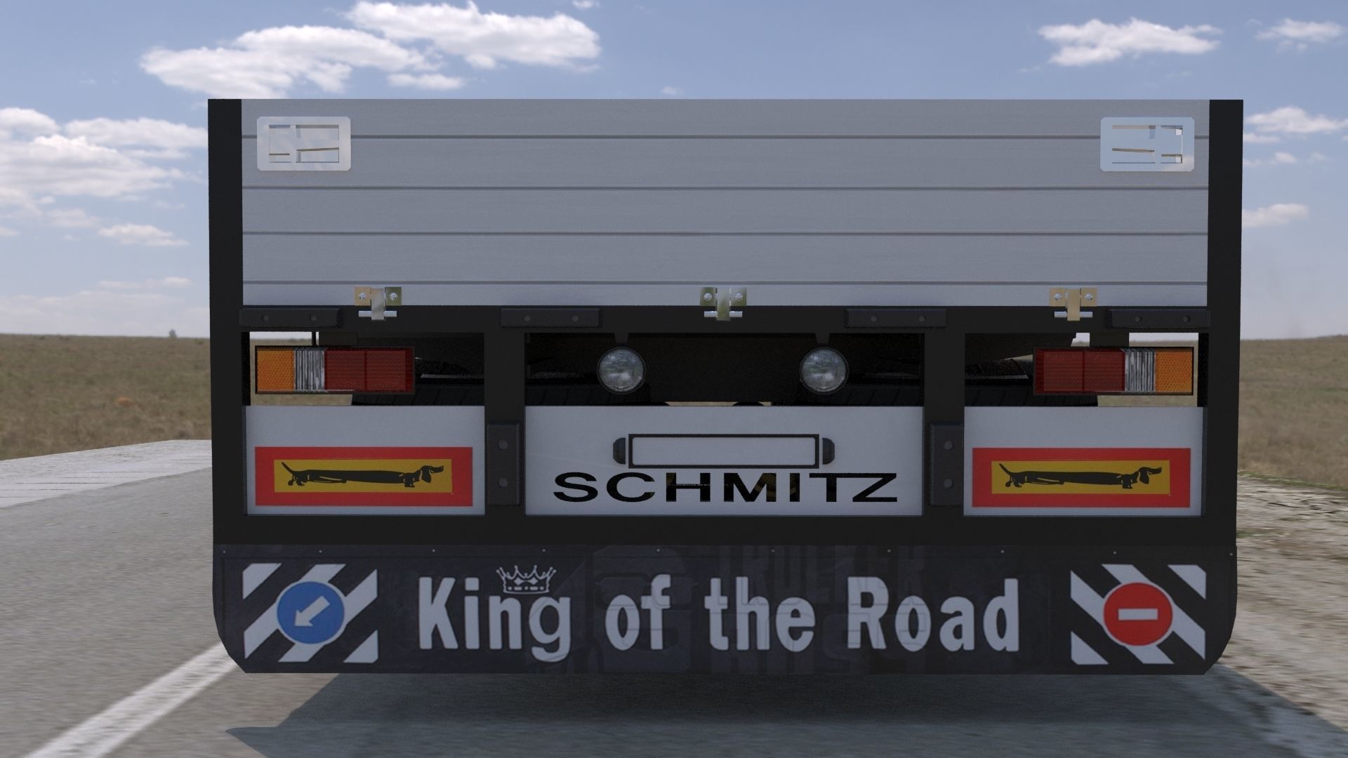 Semi-trailer flatbed trailer 3D model_3
