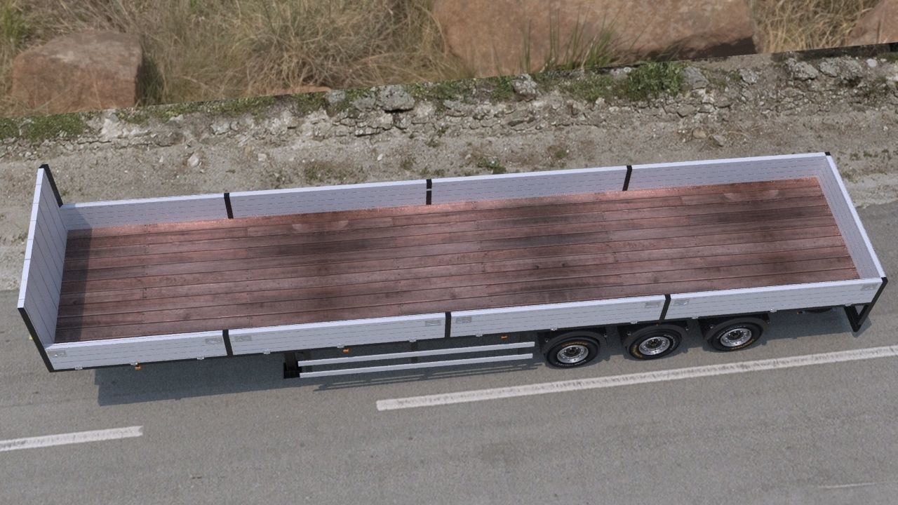Semi-trailer flatbed trailer 3D model_2