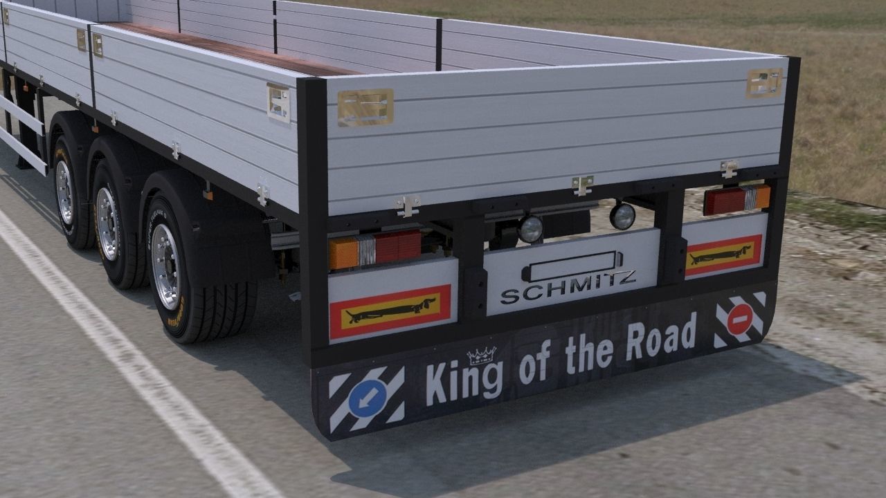 Semi-trailer flatbed trailer 3D model_1