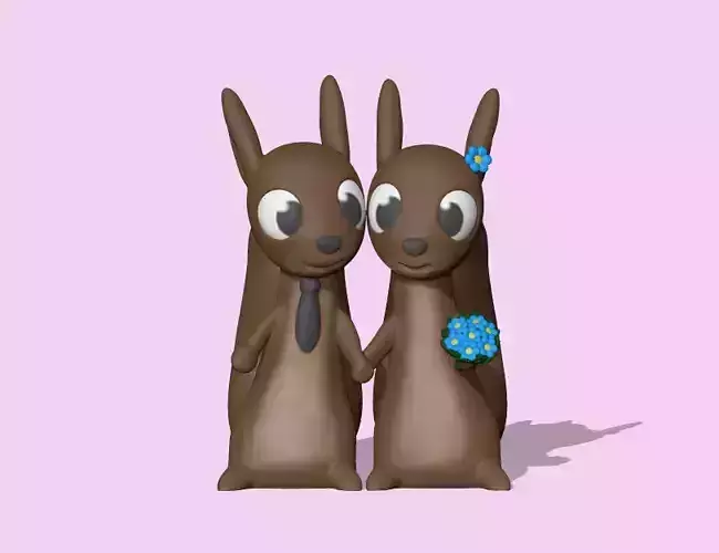A cute Squirrels Couple to decorate and play 3D print model