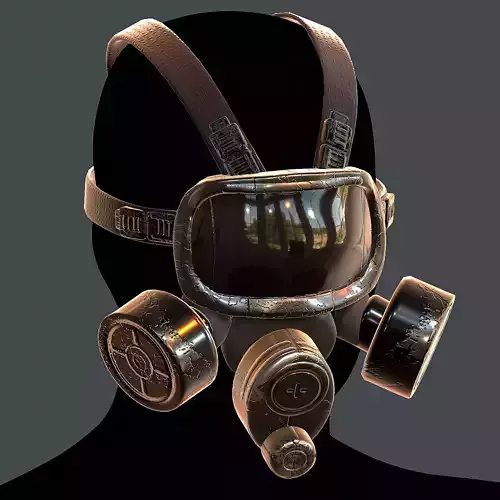 Gas mask helmet 3d model scifi Low-poly 
