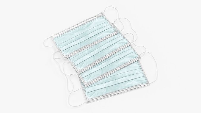 Medical protective masks on ground 3D model