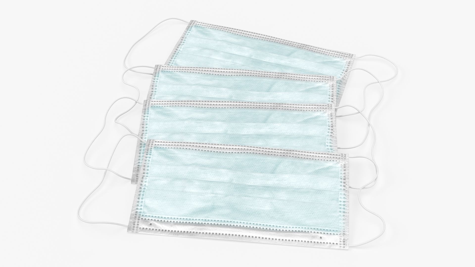 Medical protective masks on ground 3D model_2