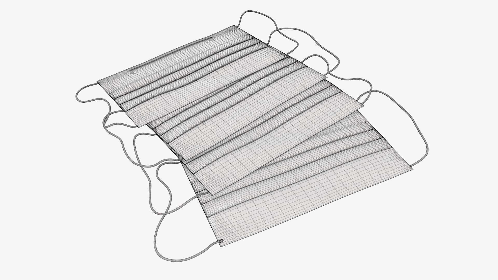 Medical protective masks on ground 3D model_5