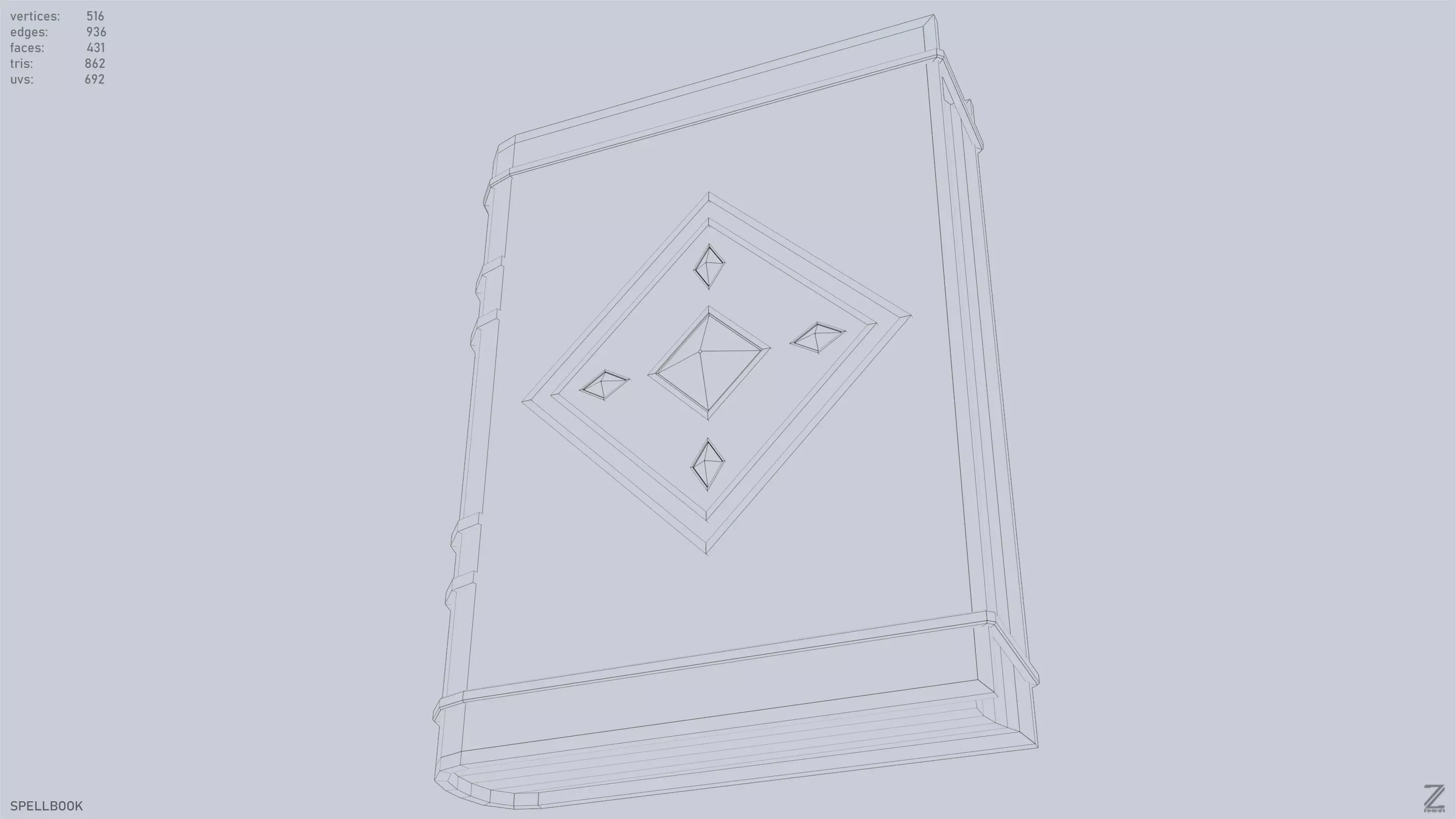 Spellbook Low-poly 3D model_15