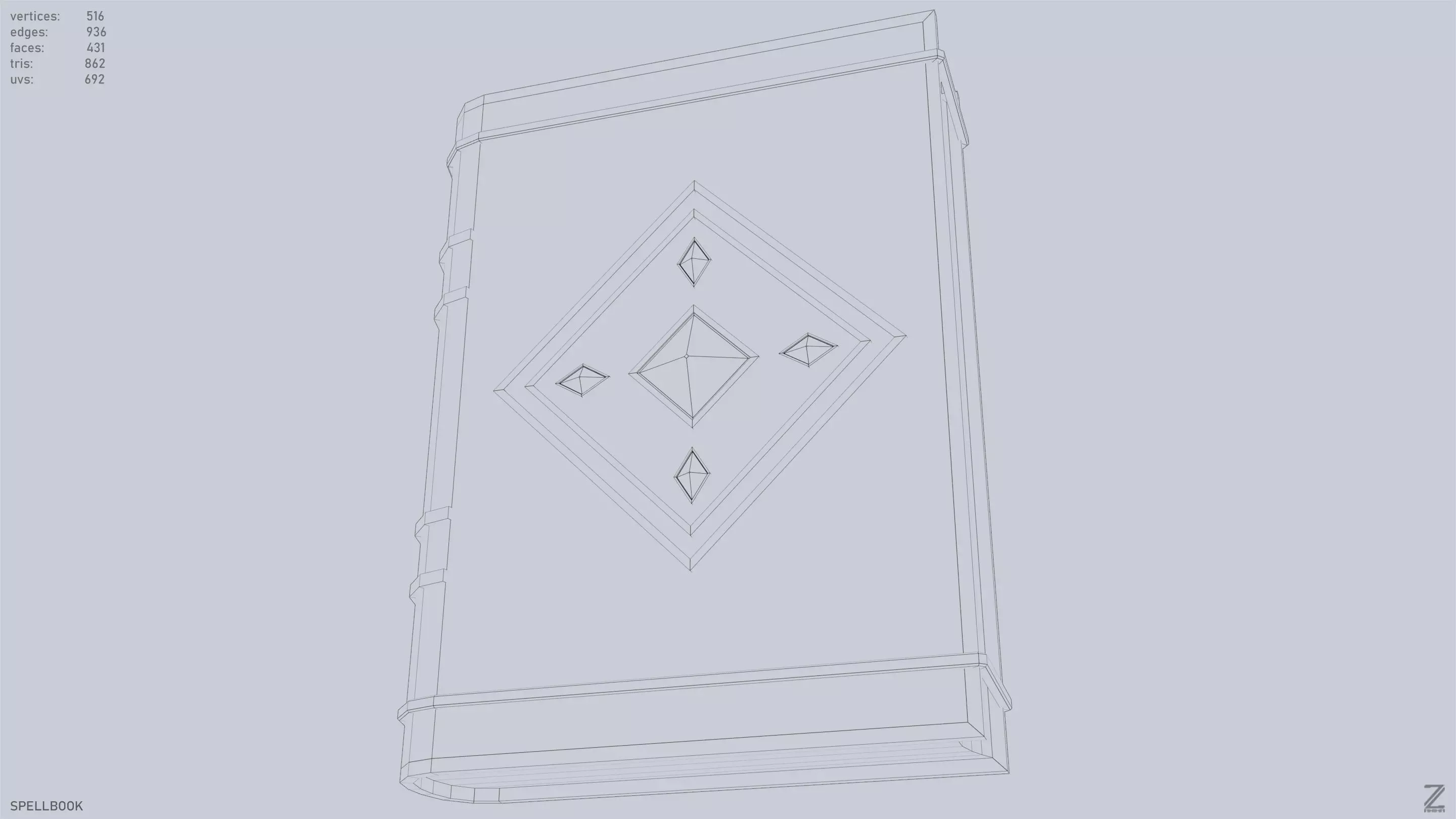 Spellbook Low-poly 3D model_14