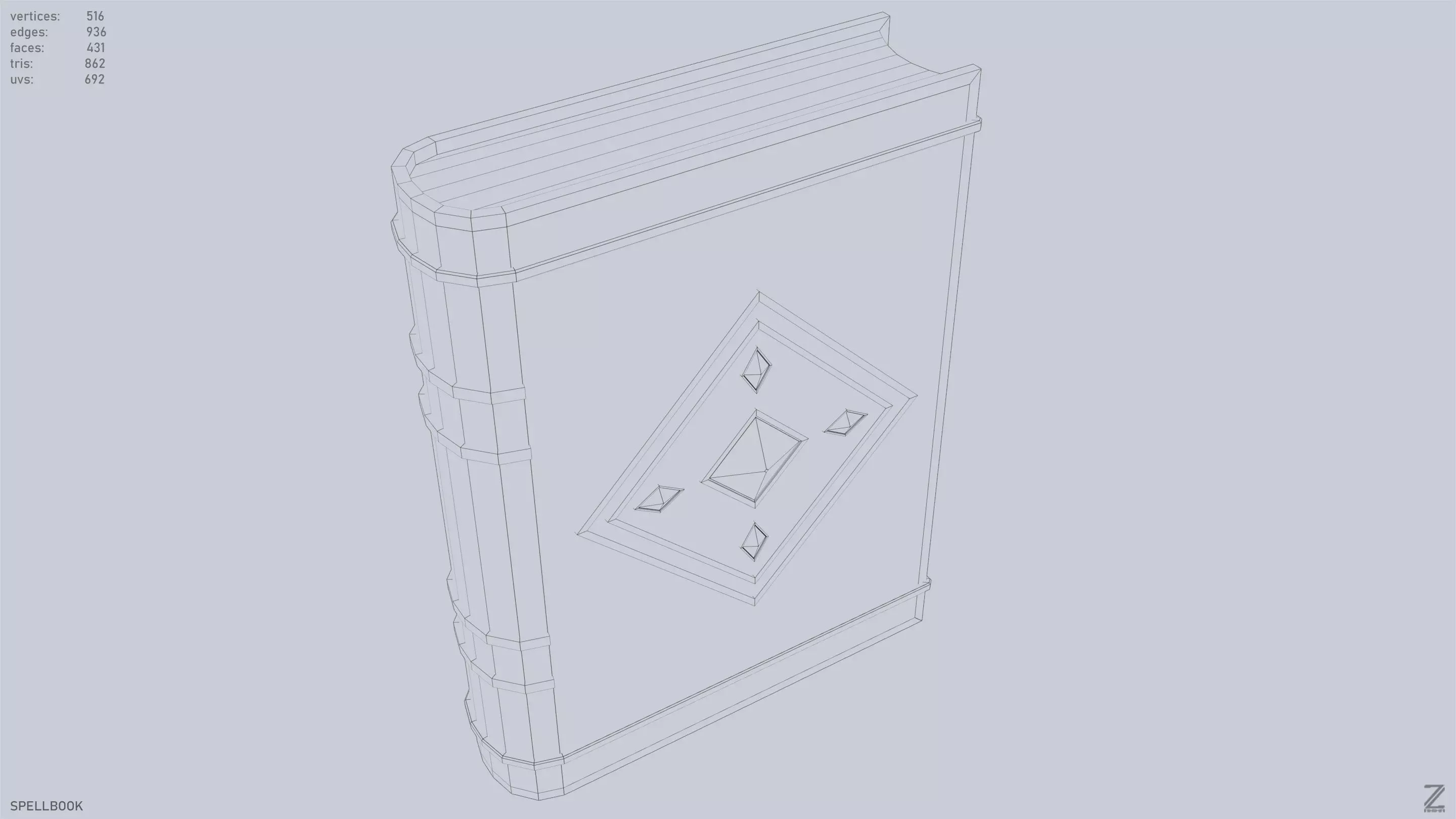 Spellbook Low-poly 3D model_13