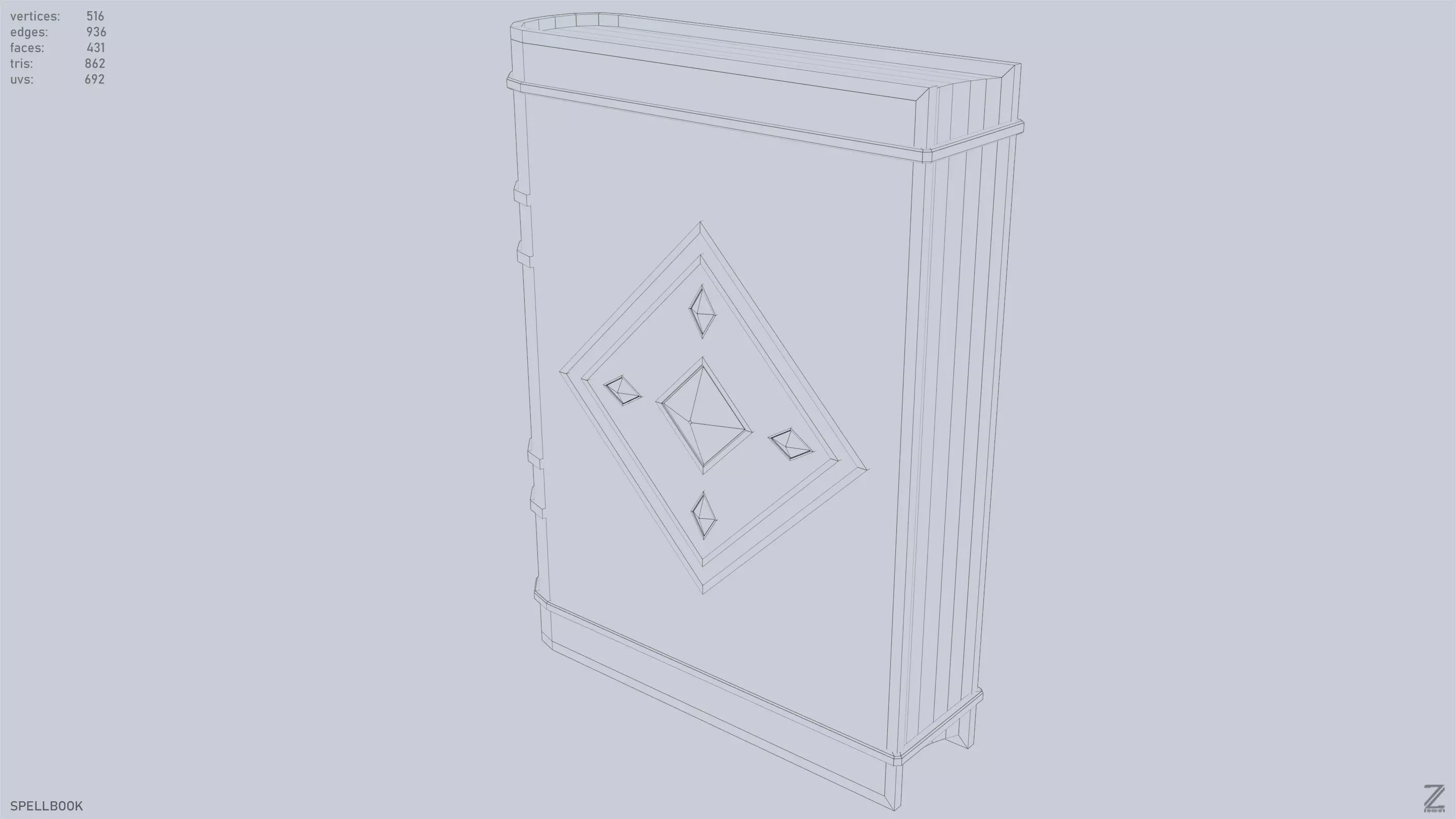 Spellbook Low-poly 3D model_11