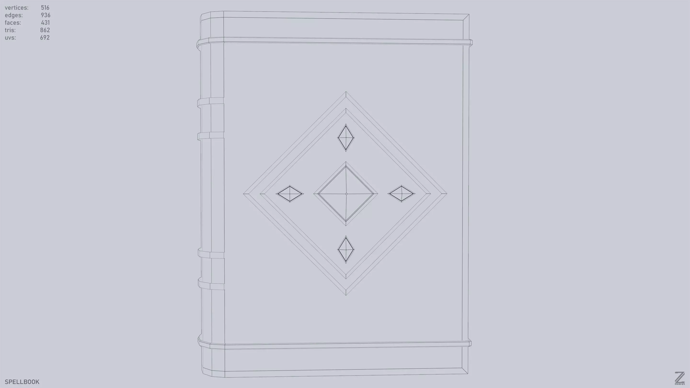 Spellbook Low-poly 3D model_9