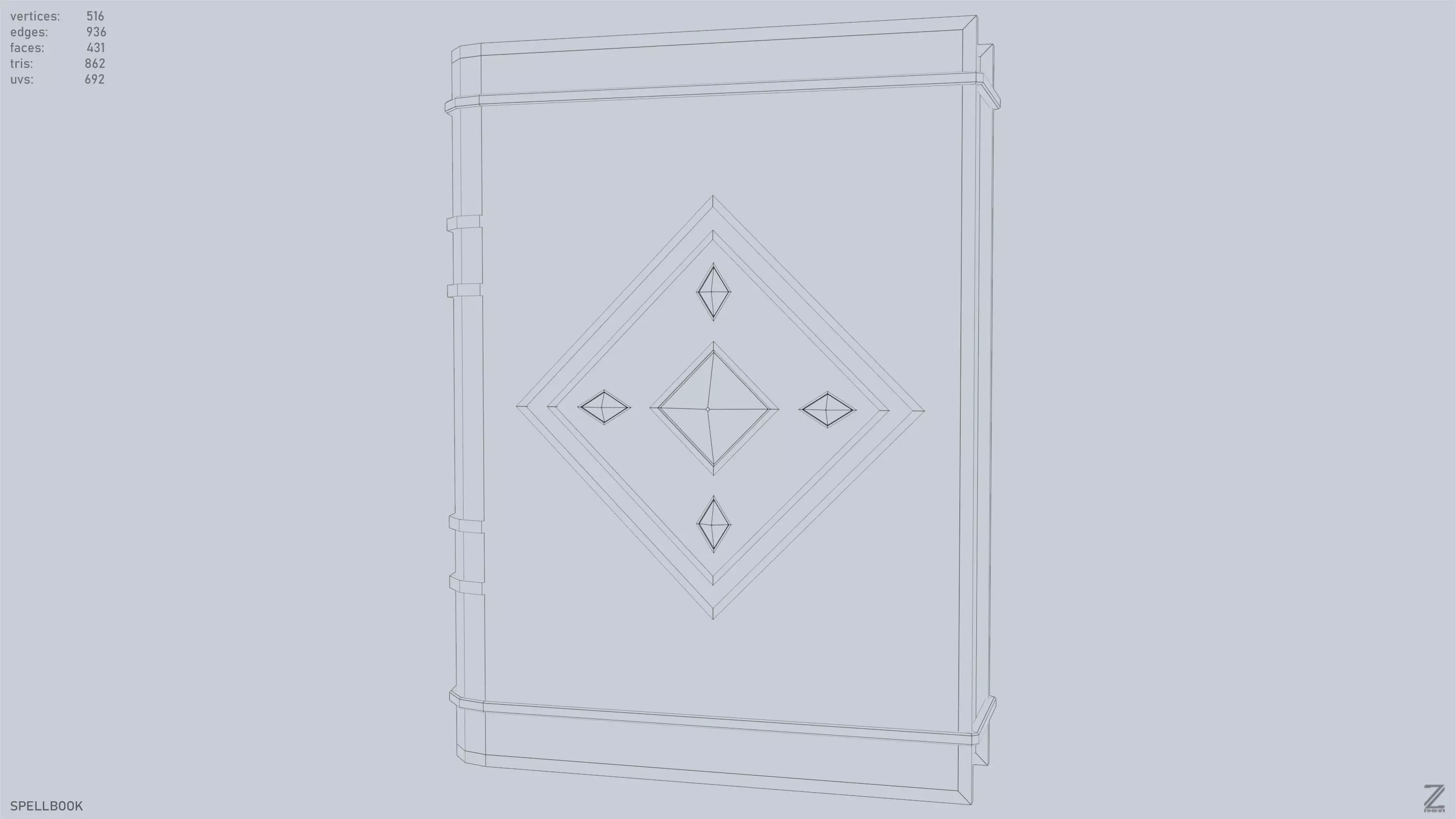 Spellbook Low-poly 3D model_10