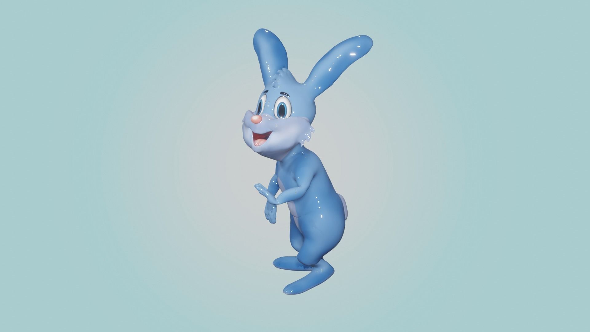 Rabbit Cartoon Character 3D model_2
