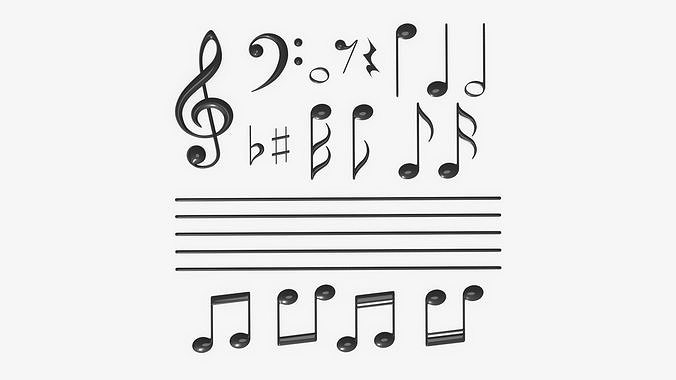 Musical notation symbols 3D model