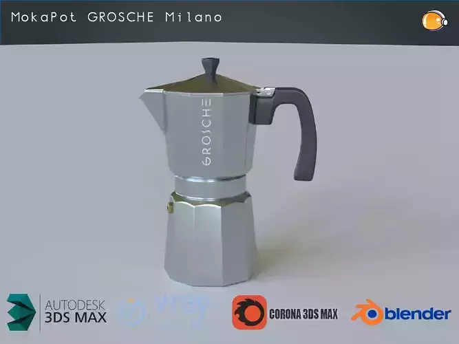Moka Pot GROSCHE Milano Stovetop Espresso Maker  IRON  3D model