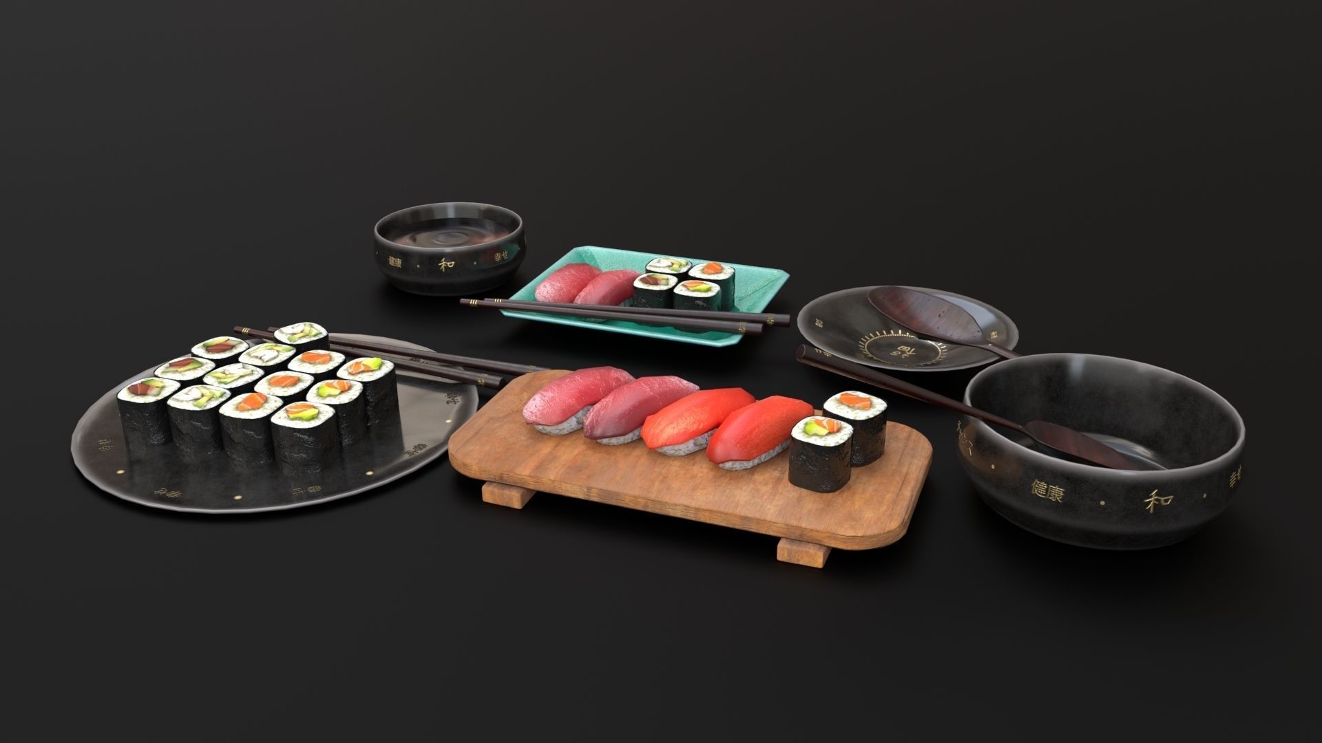 Sushis Set Pack Low-poly 3D model_5