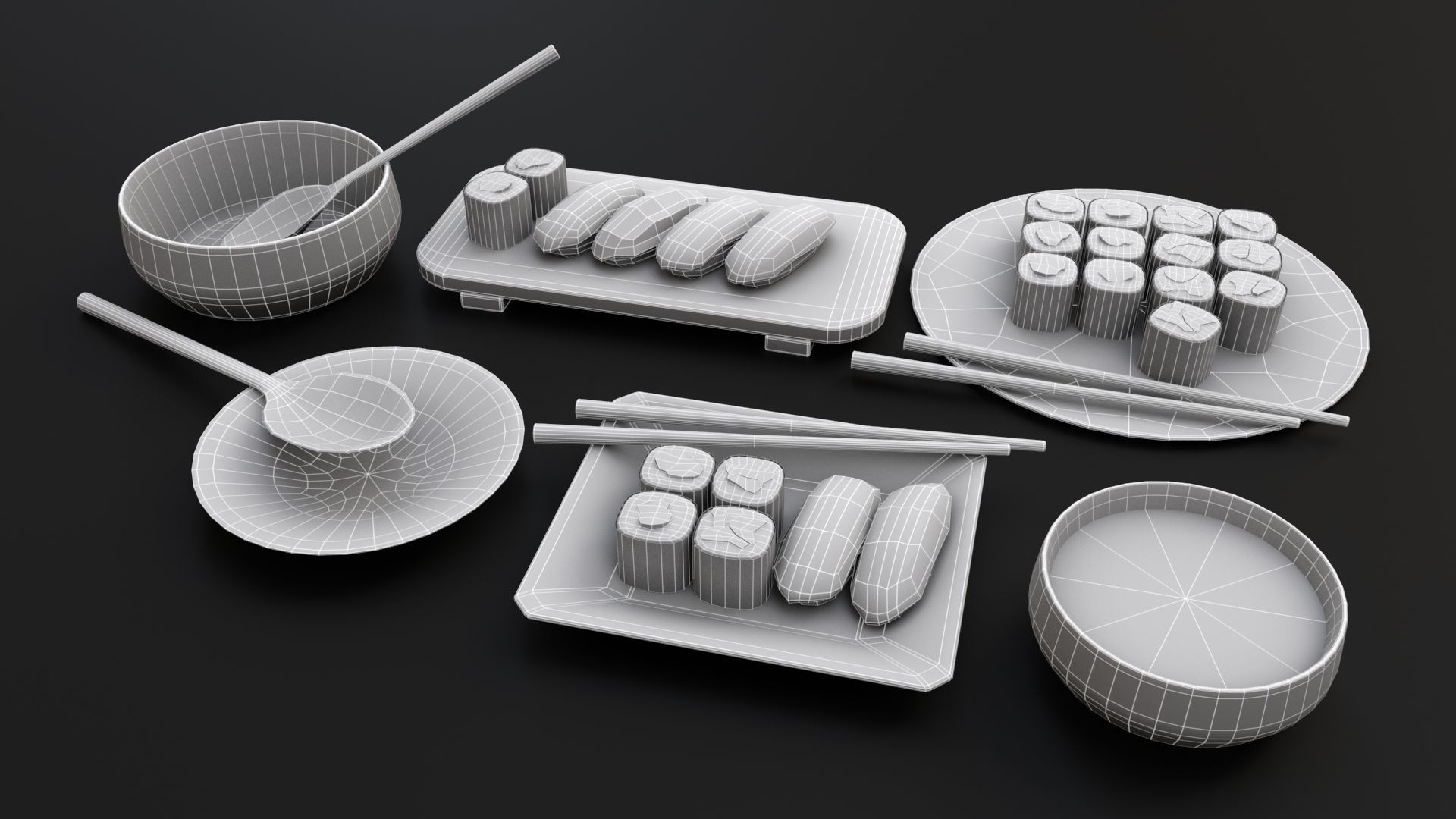 Sushis Set Pack Low-poly 3D model_9