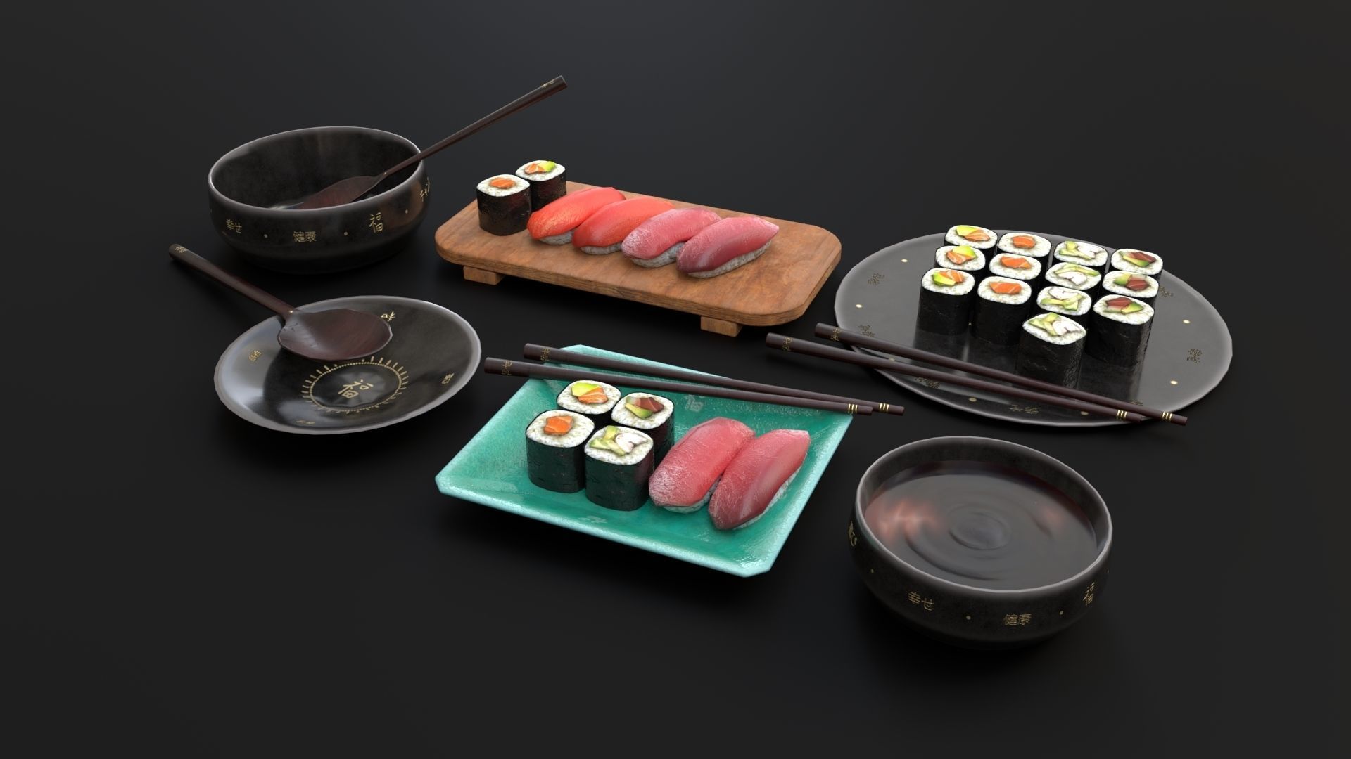 Sushis Set Pack Low-poly 3D model_4