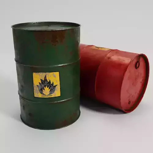 Oil Rusty Barrel - Green and Red