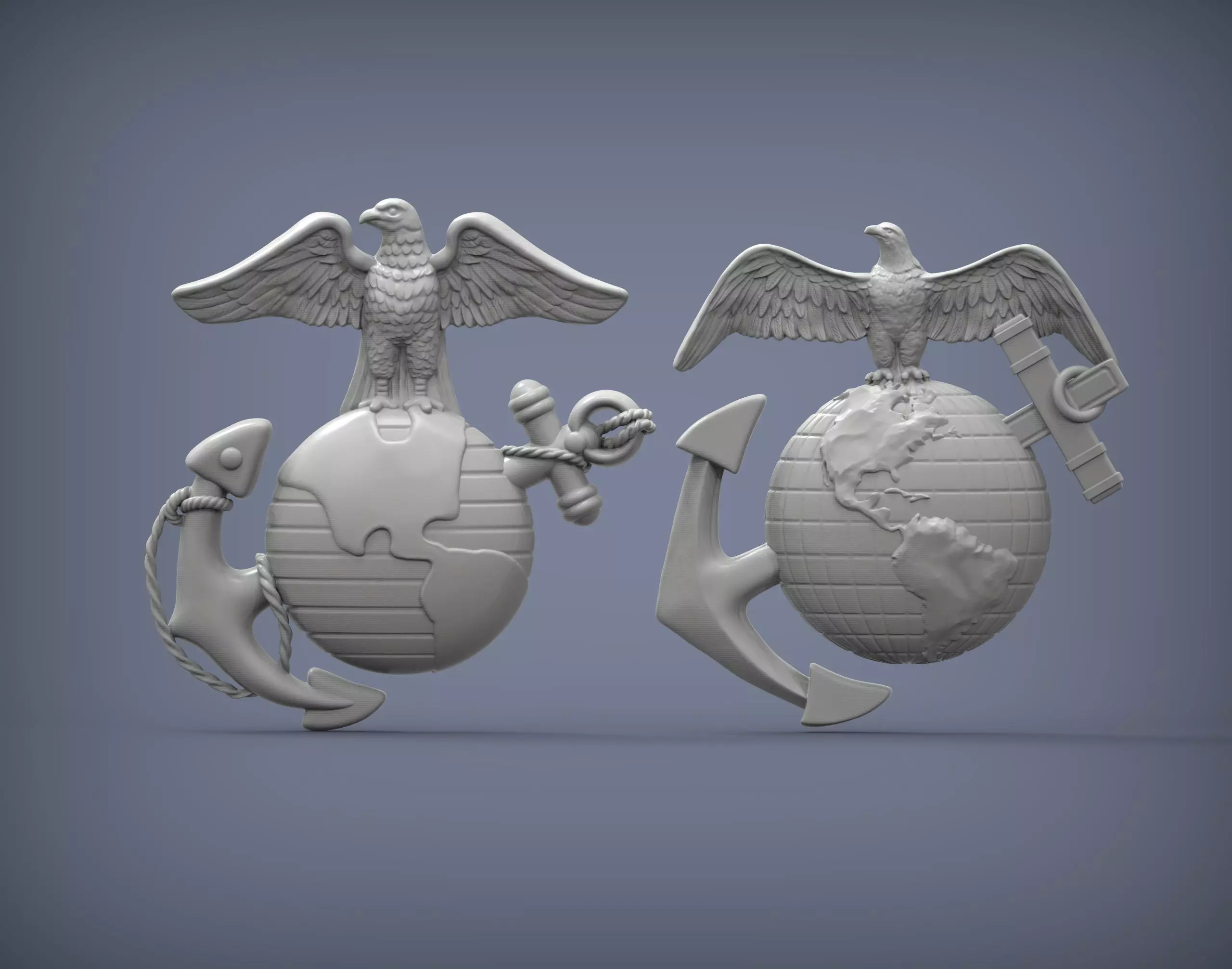 US Marine Corps Globe and Anchor Insignia Set 3D print model_0