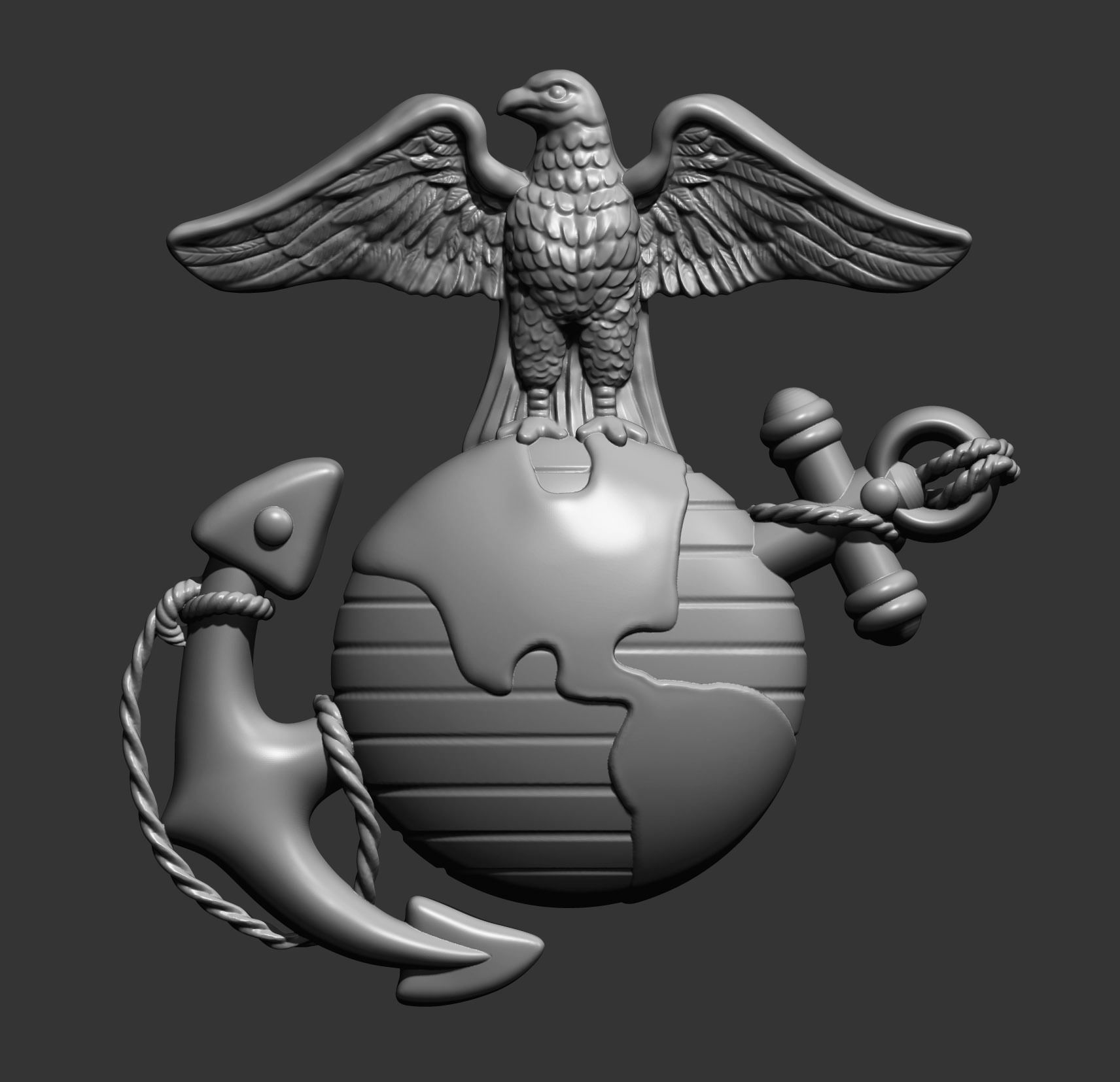 US Marine Corps Globe and Anchor Insignia Set 3D print model_3
