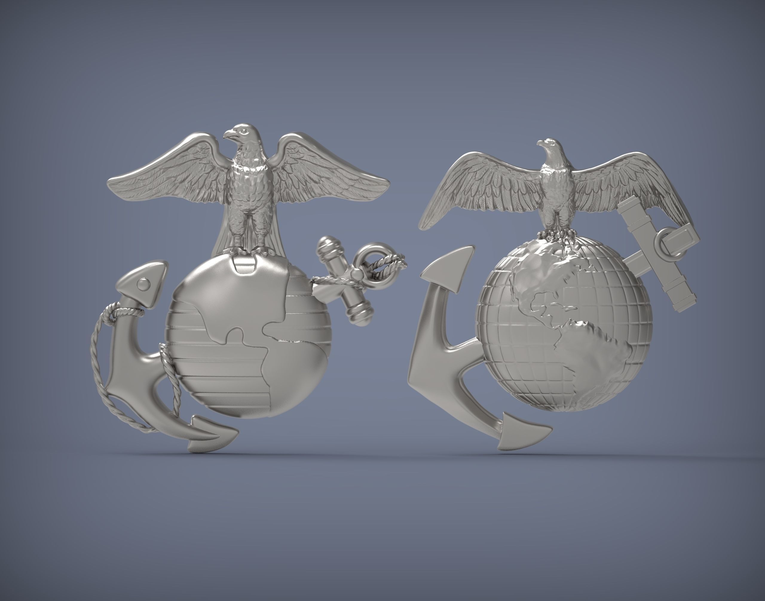 US Marine Corps Globe and Anchor Insignia Set 3D print model_1