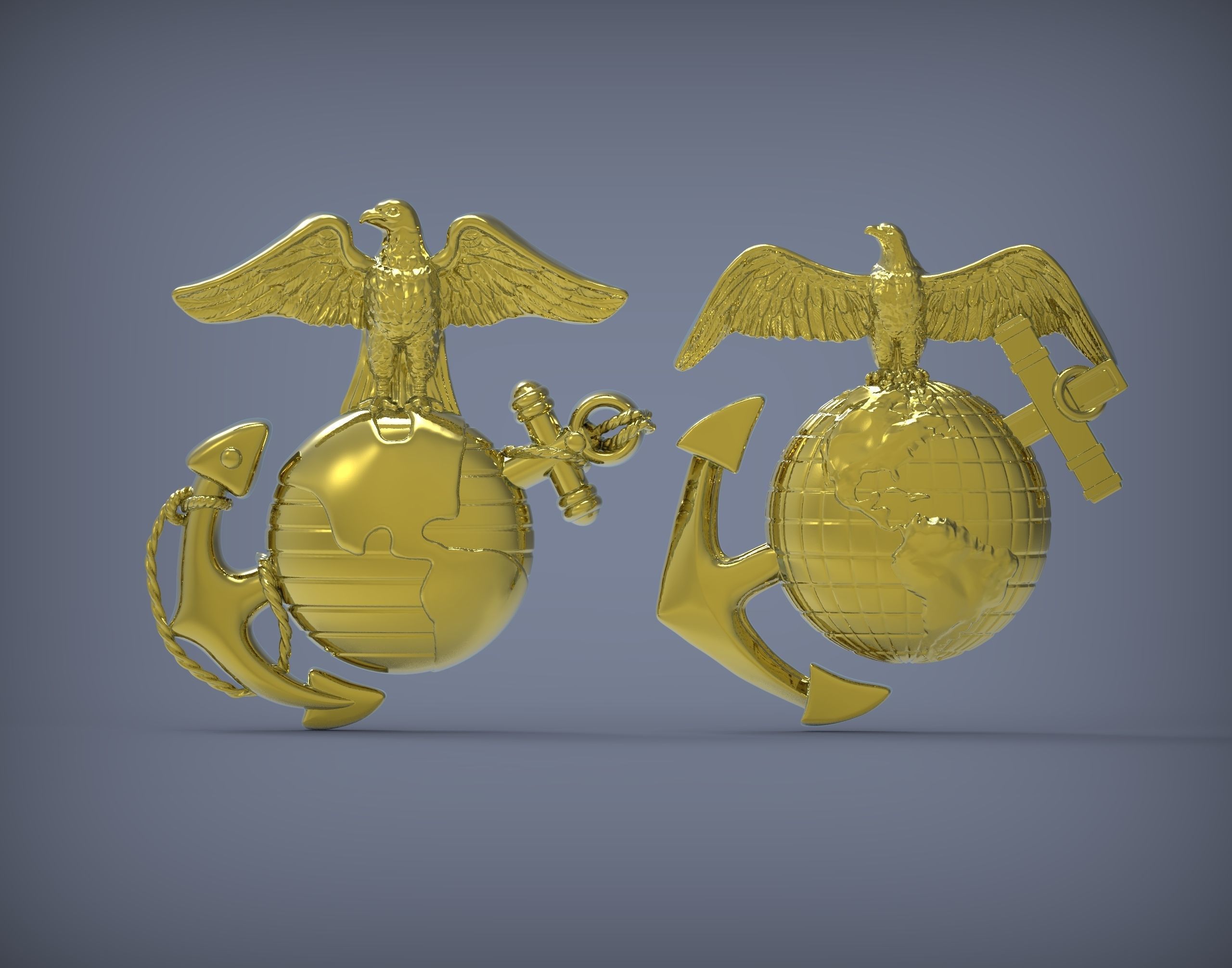 US Marine Corps Globe and Anchor Insignia Set 3D print model_2