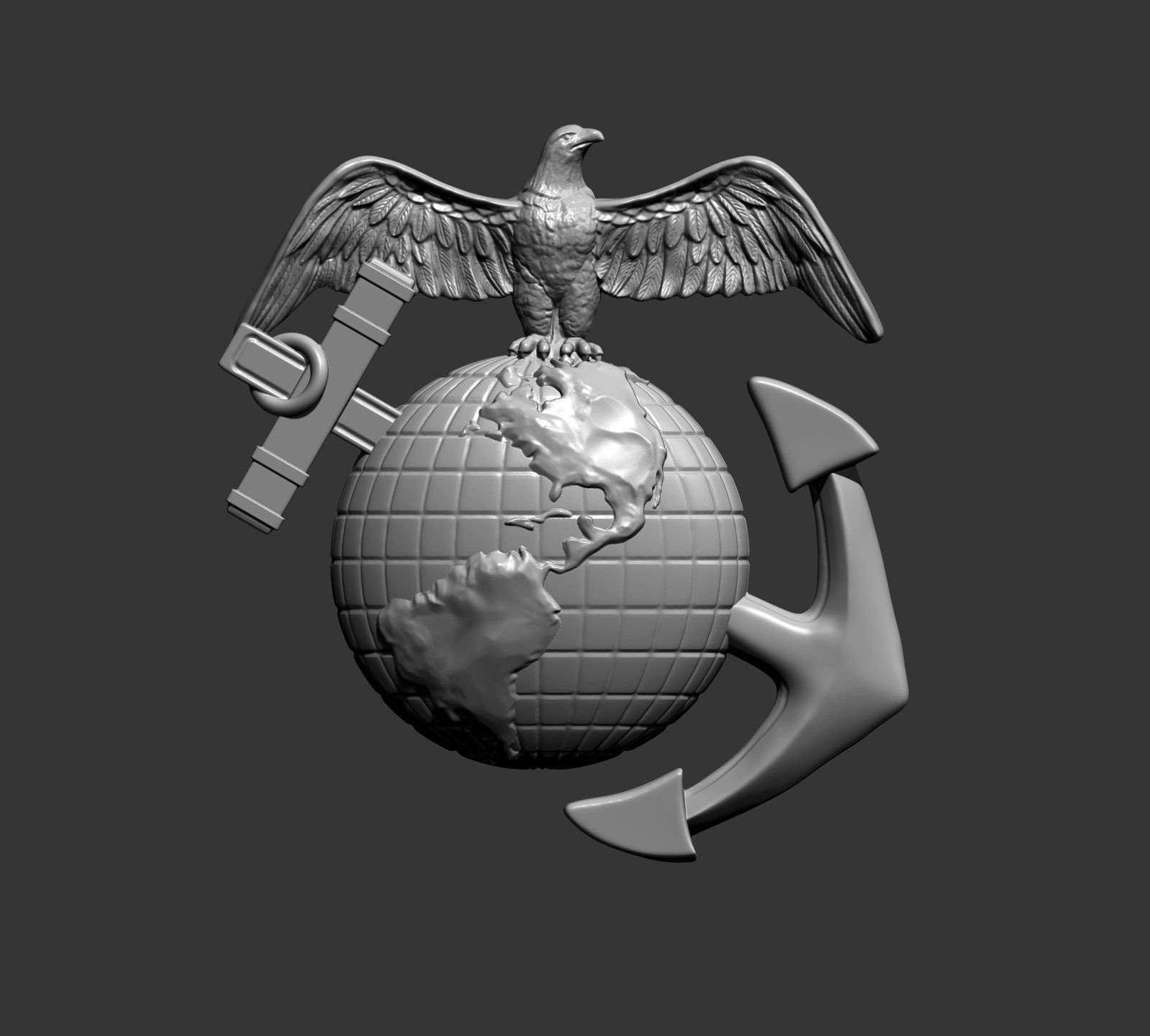 US Marine Corps Globe and Anchor Insignia Set 3D print model_5
