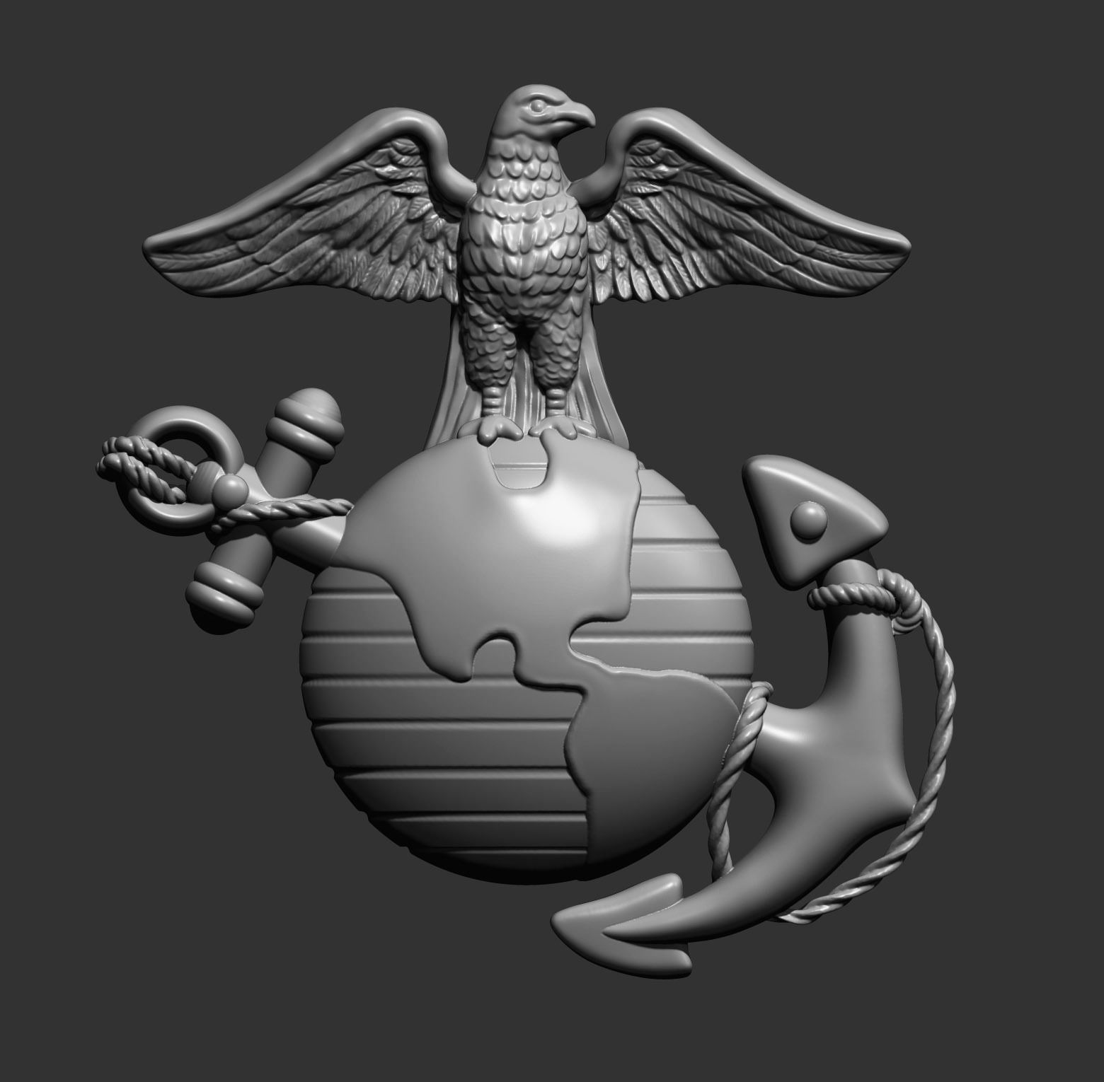 US Marine Corps Globe and Anchor Insignia Set 3D print model_4