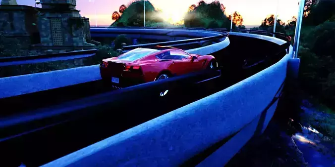 Corvette 3D model fully Rigged