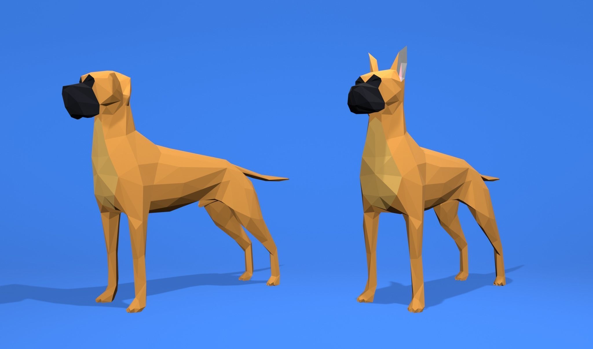 6 Dogs Great Dane - Dogue allemand Lowpoly 3D print model_37