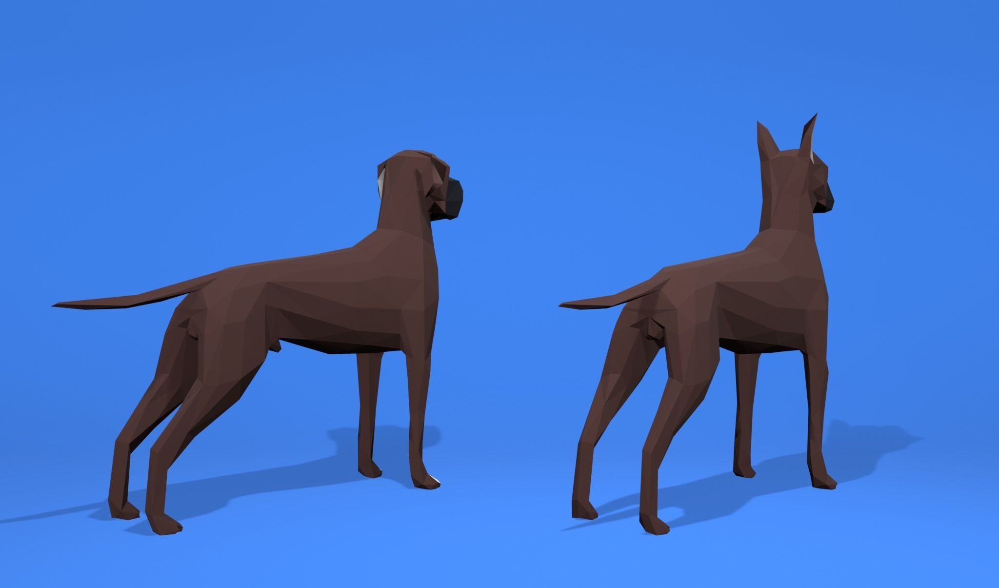 6 Dogs Great Dane - Dogue allemand Lowpoly 3D print model_20