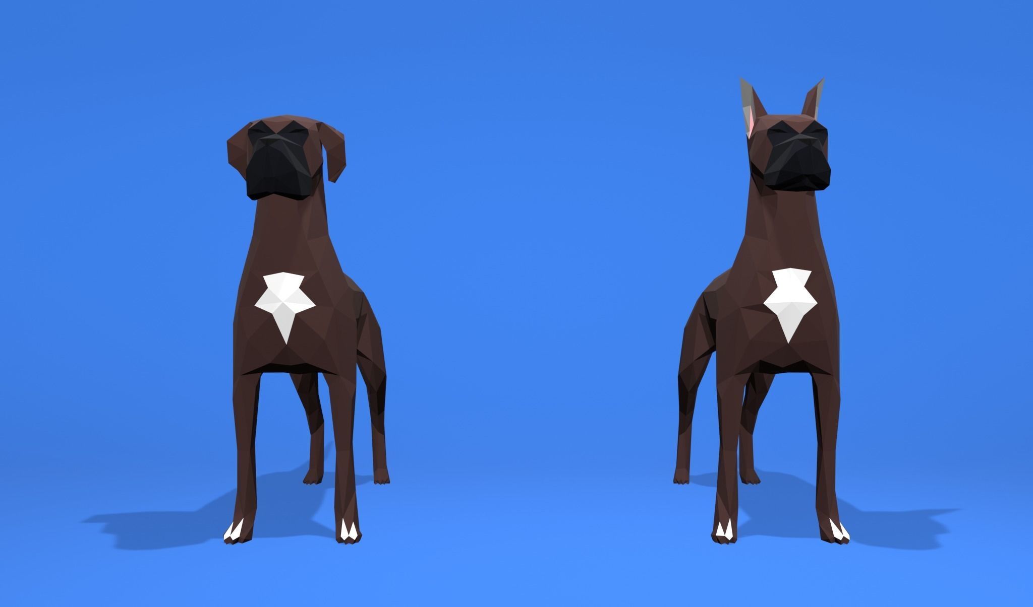 6 Dogs Great Dane - Dogue allemand Lowpoly 3D print model_17