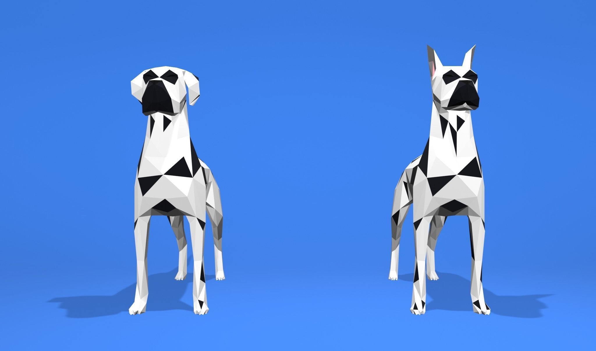 6 Dogs Great Dane - Dogue allemand Lowpoly 3D print model_23
