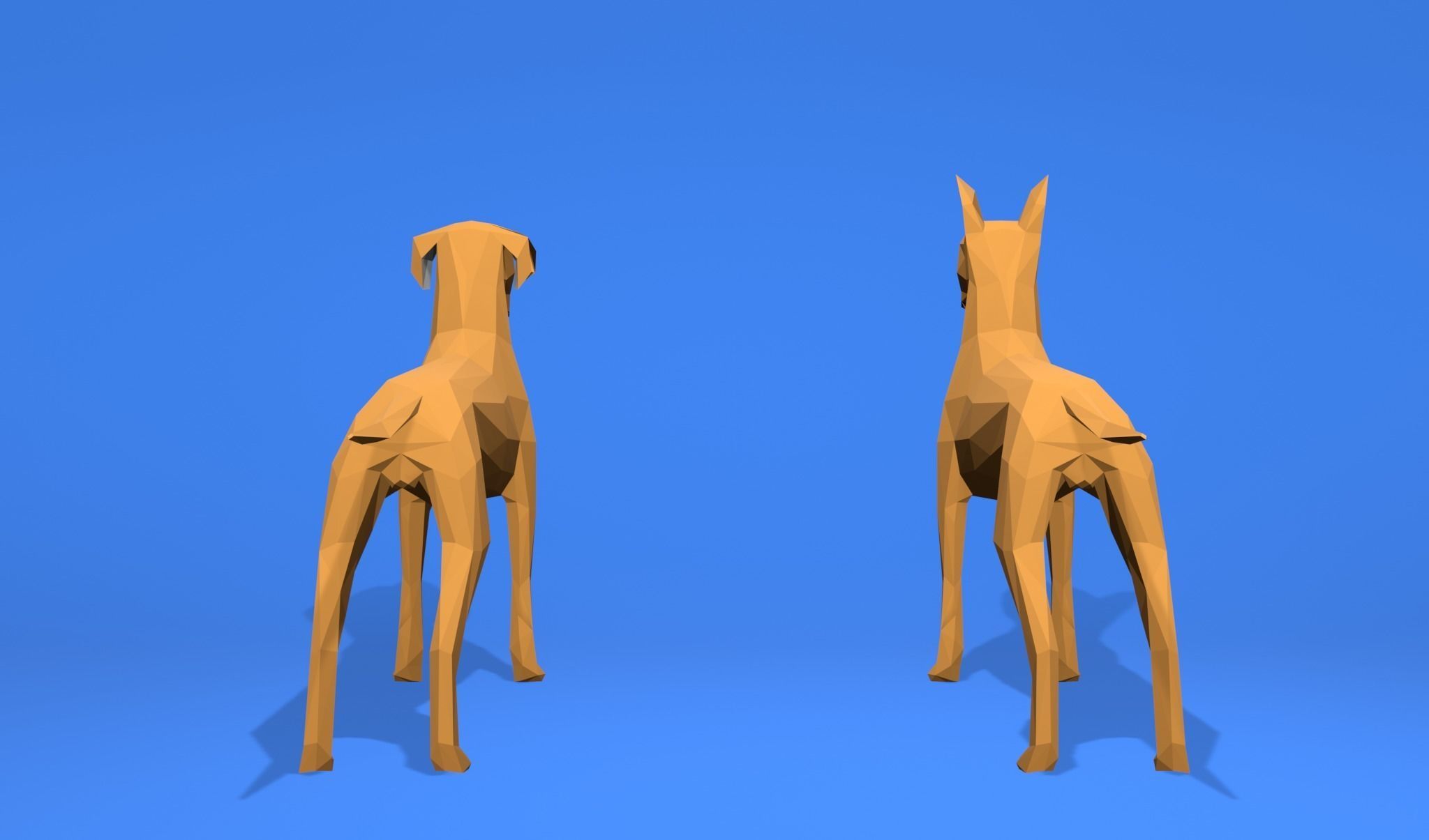 6 Dogs Great Dane - Dogue allemand Lowpoly 3D print model_35