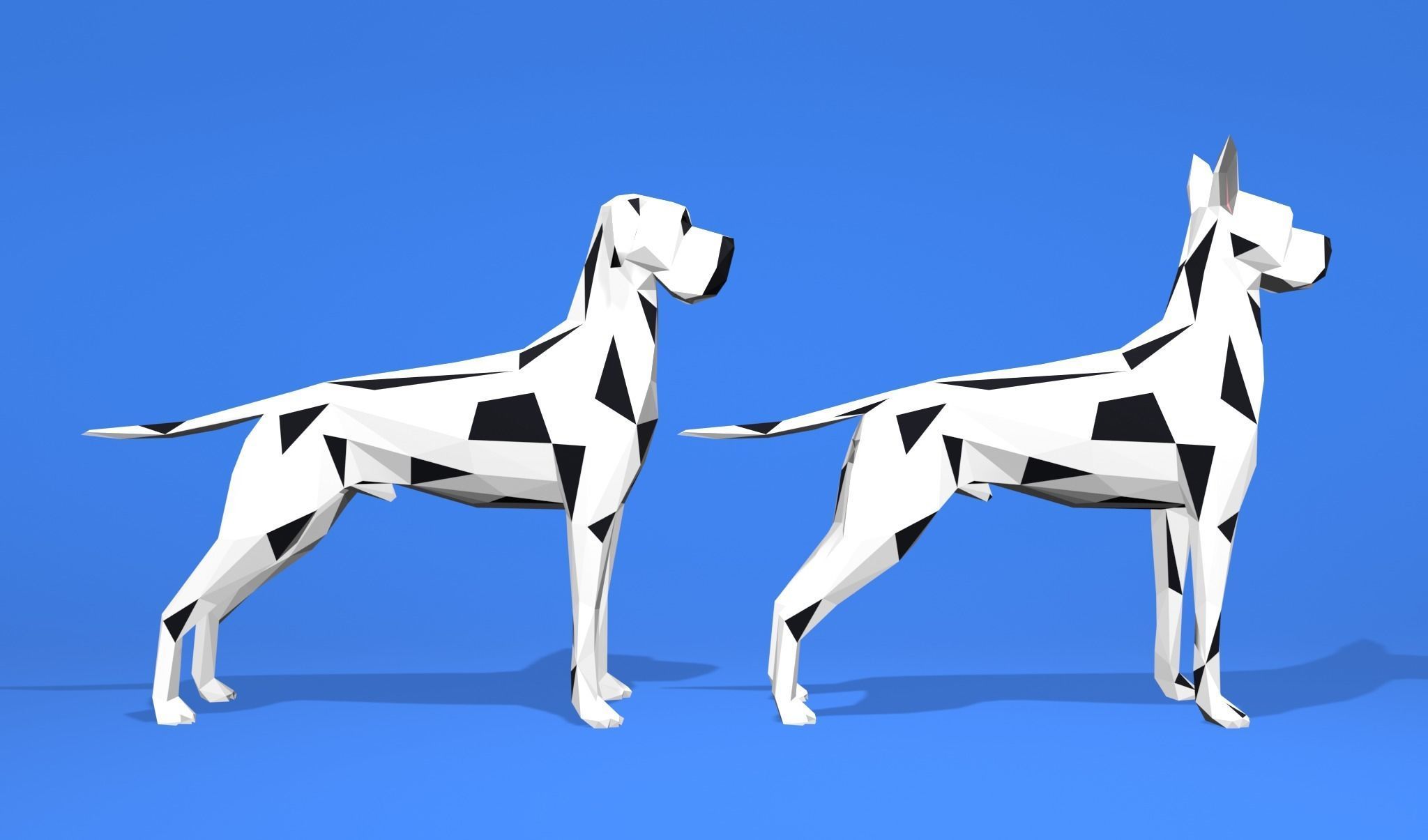 6 Dogs Great Dane - Dogue allemand Lowpoly 3D print model_25