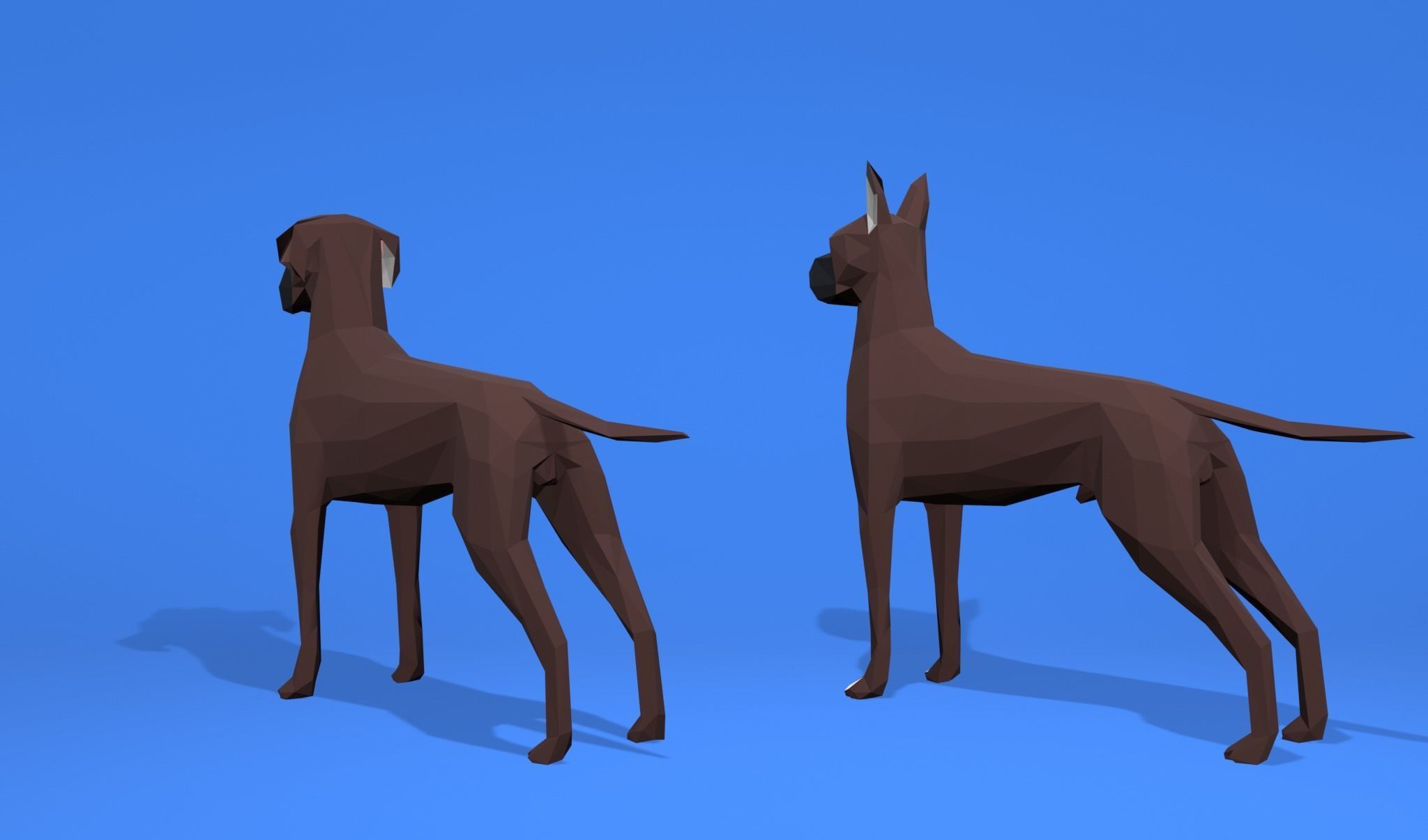 6 Dogs Great Dane - Dogue allemand Lowpoly 3D print model_22