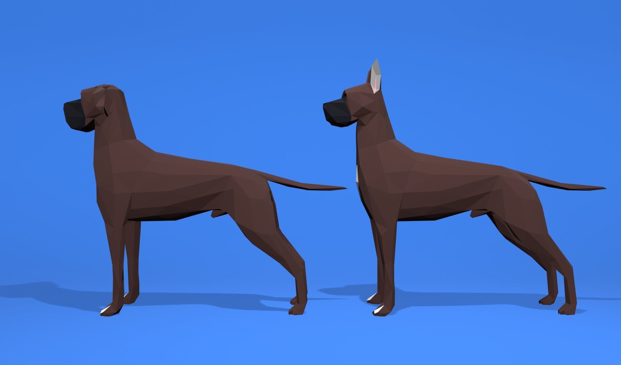 6 Dogs Great Dane - Dogue allemand Lowpoly 3D print model_15