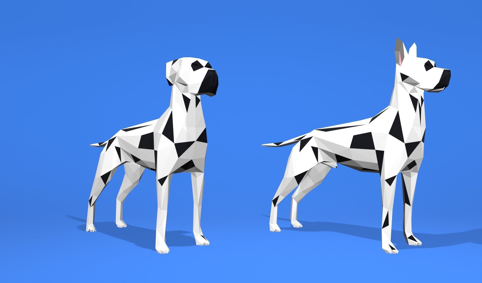 6 Dogs Great Dane - Dogue allemand Lowpoly 3D print model_24