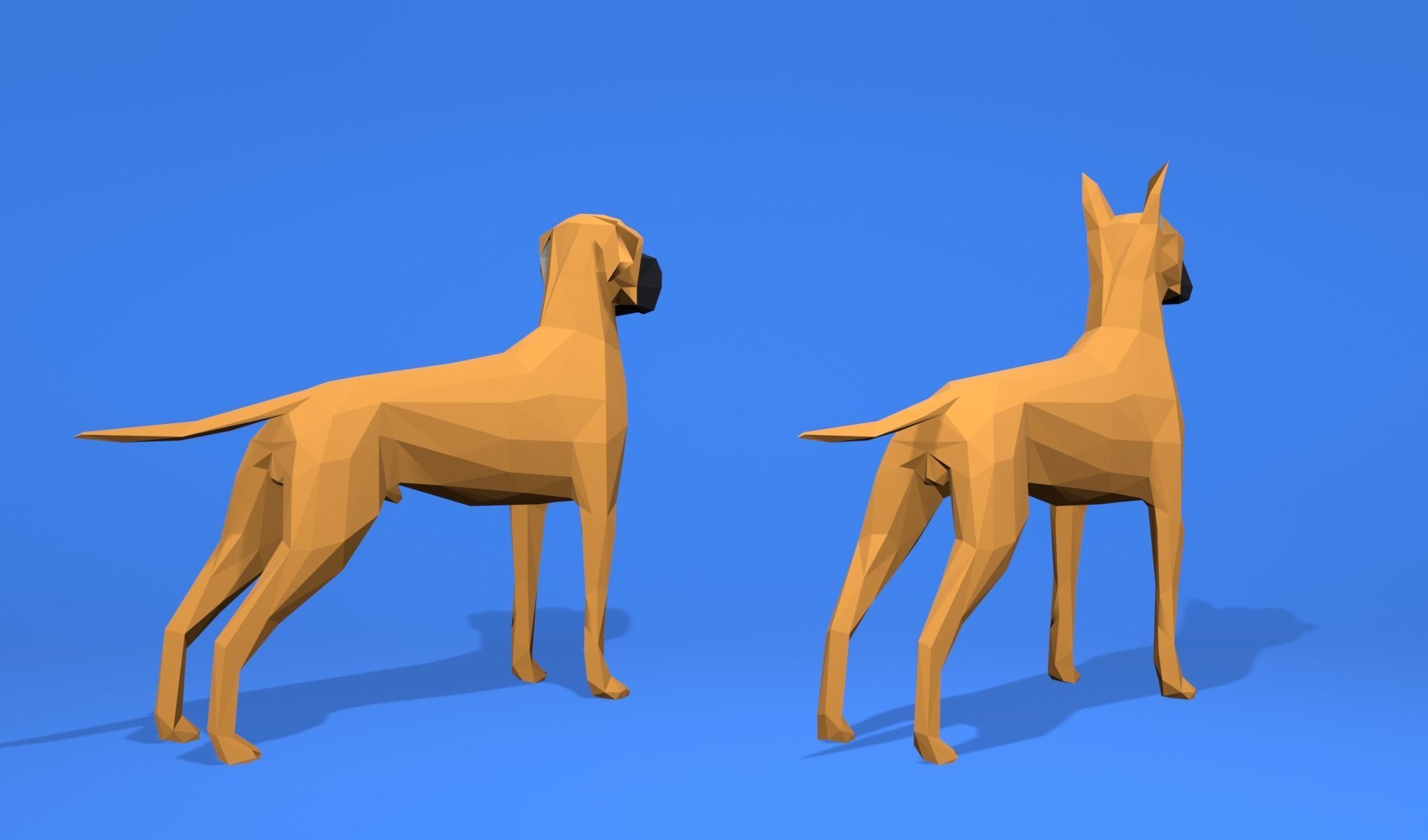 6 Dogs Great Dane - Dogue allemand Lowpoly 3D print model_34