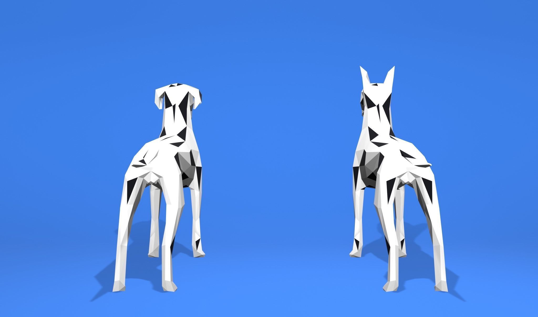 6 Dogs Great Dane - Dogue allemand Lowpoly 3D print model_27