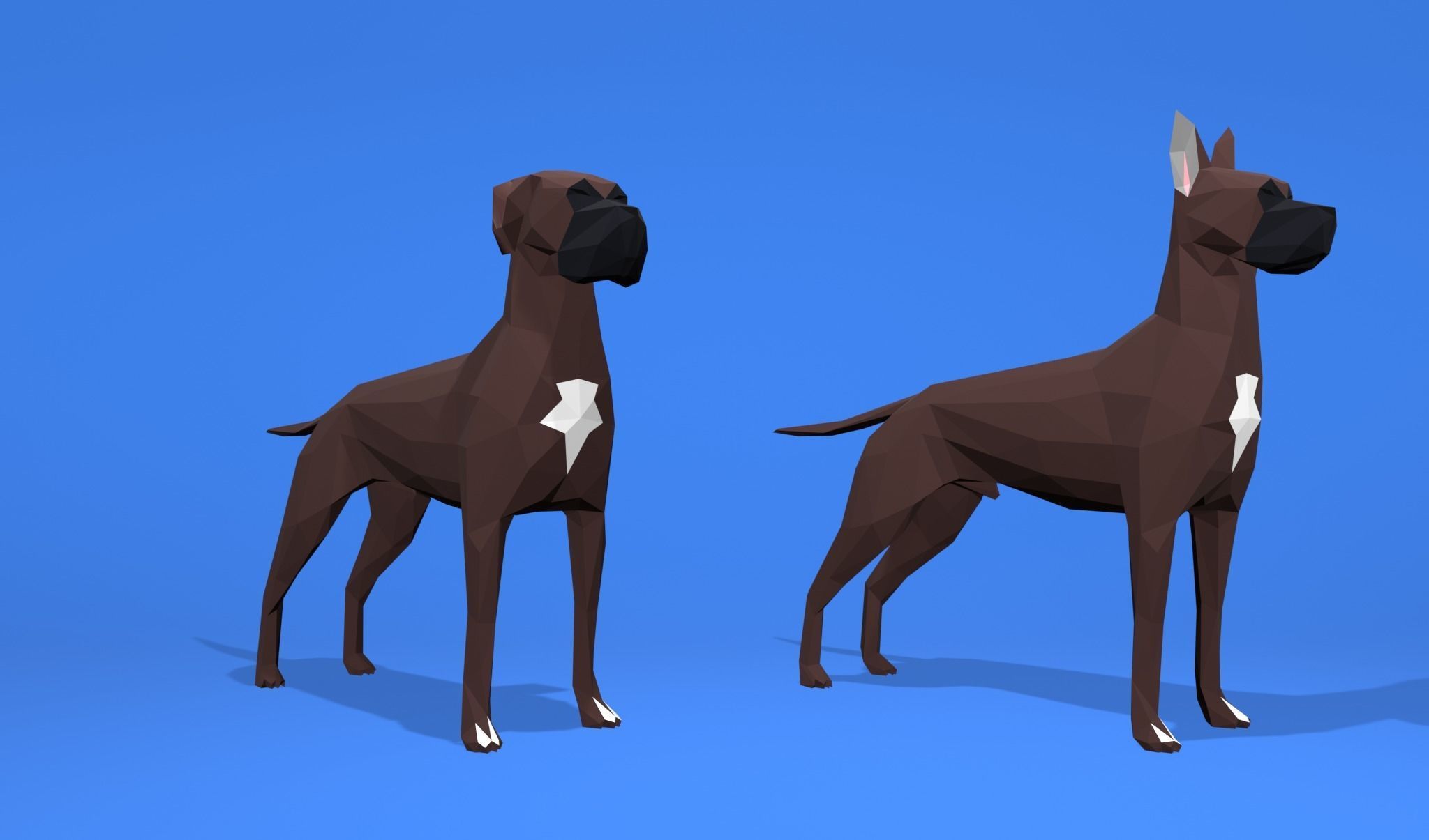 6 Dogs Great Dane - Dogue allemand Lowpoly 3D print model_18