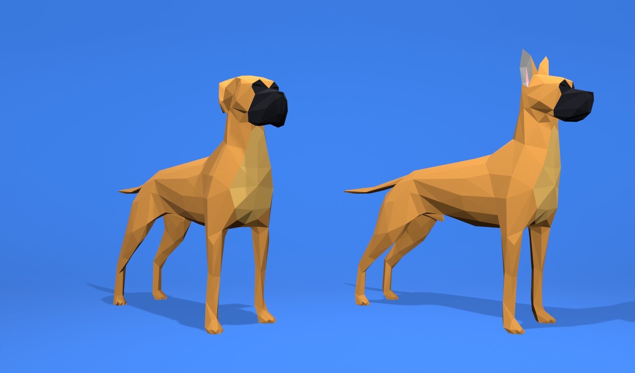 6 Dogs Great Dane - Dogue allemand Lowpoly 3D print model_32