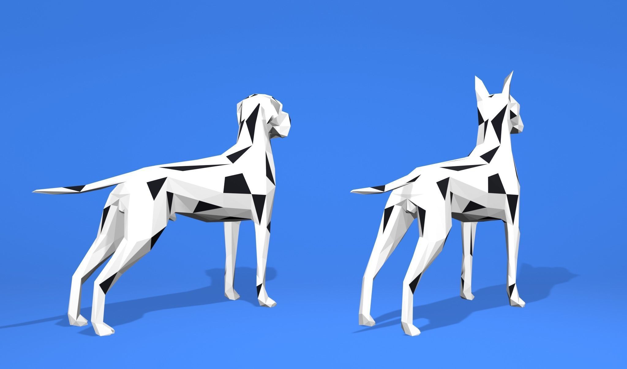 6 Dogs Great Dane - Dogue allemand Lowpoly 3D print model_26