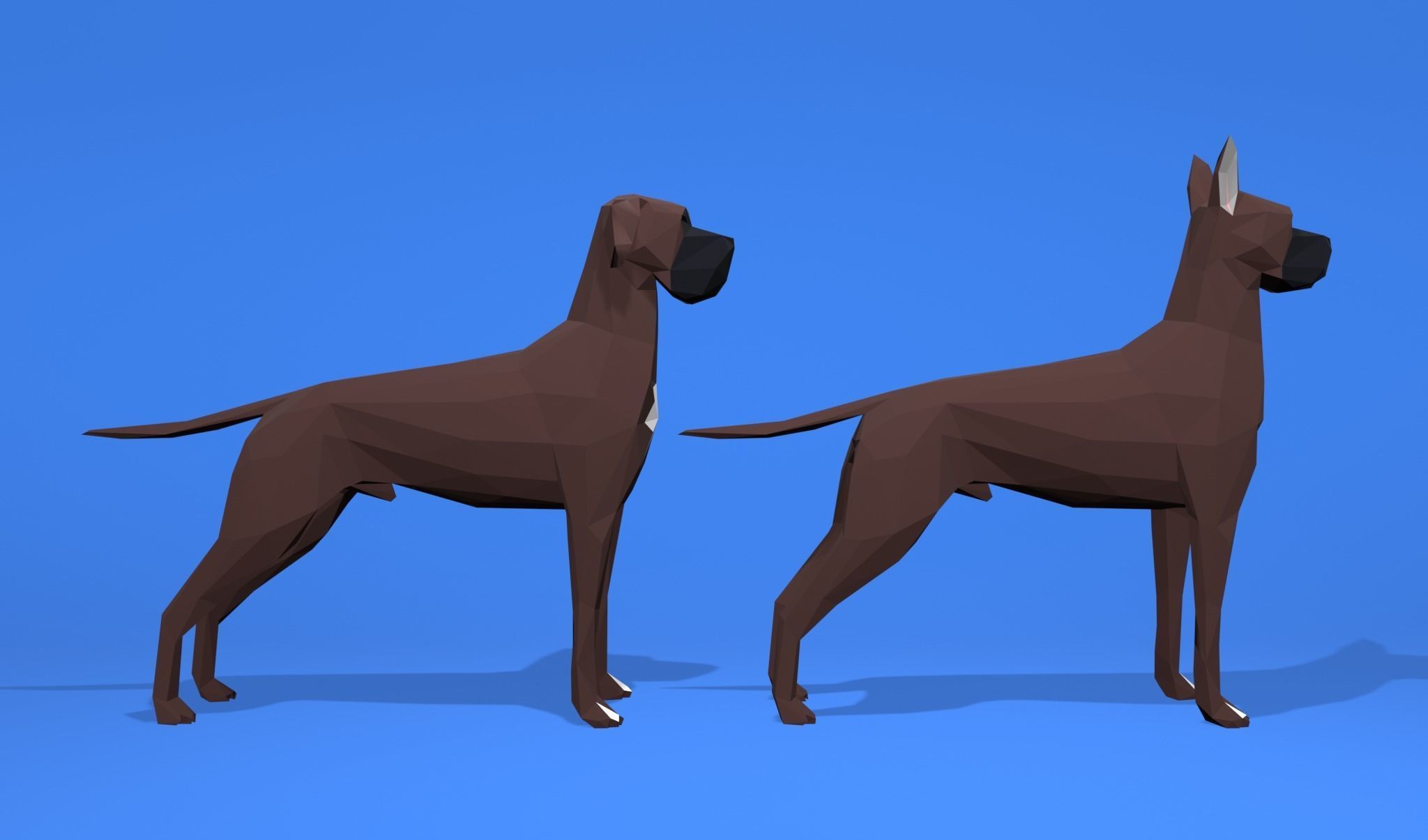 6 Dogs Great Dane - Dogue allemand Lowpoly 3D print model_19