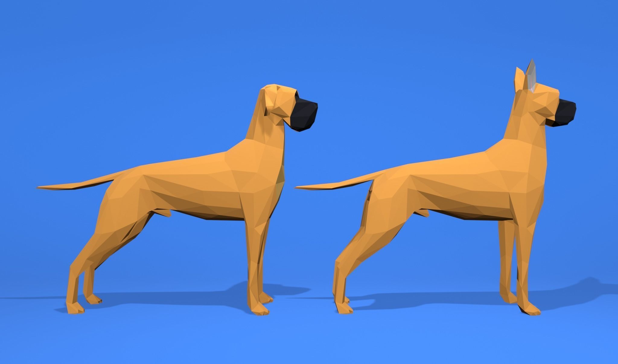 6 Dogs Great Dane - Dogue allemand Lowpoly 3D print model_33