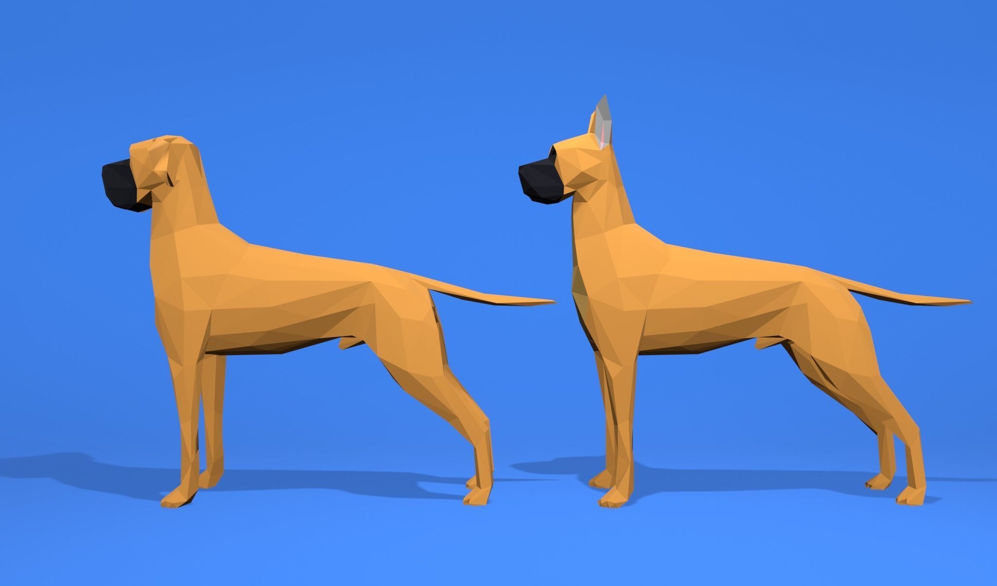 6 Dogs Great Dane - Dogue allemand Lowpoly 3D print model_36