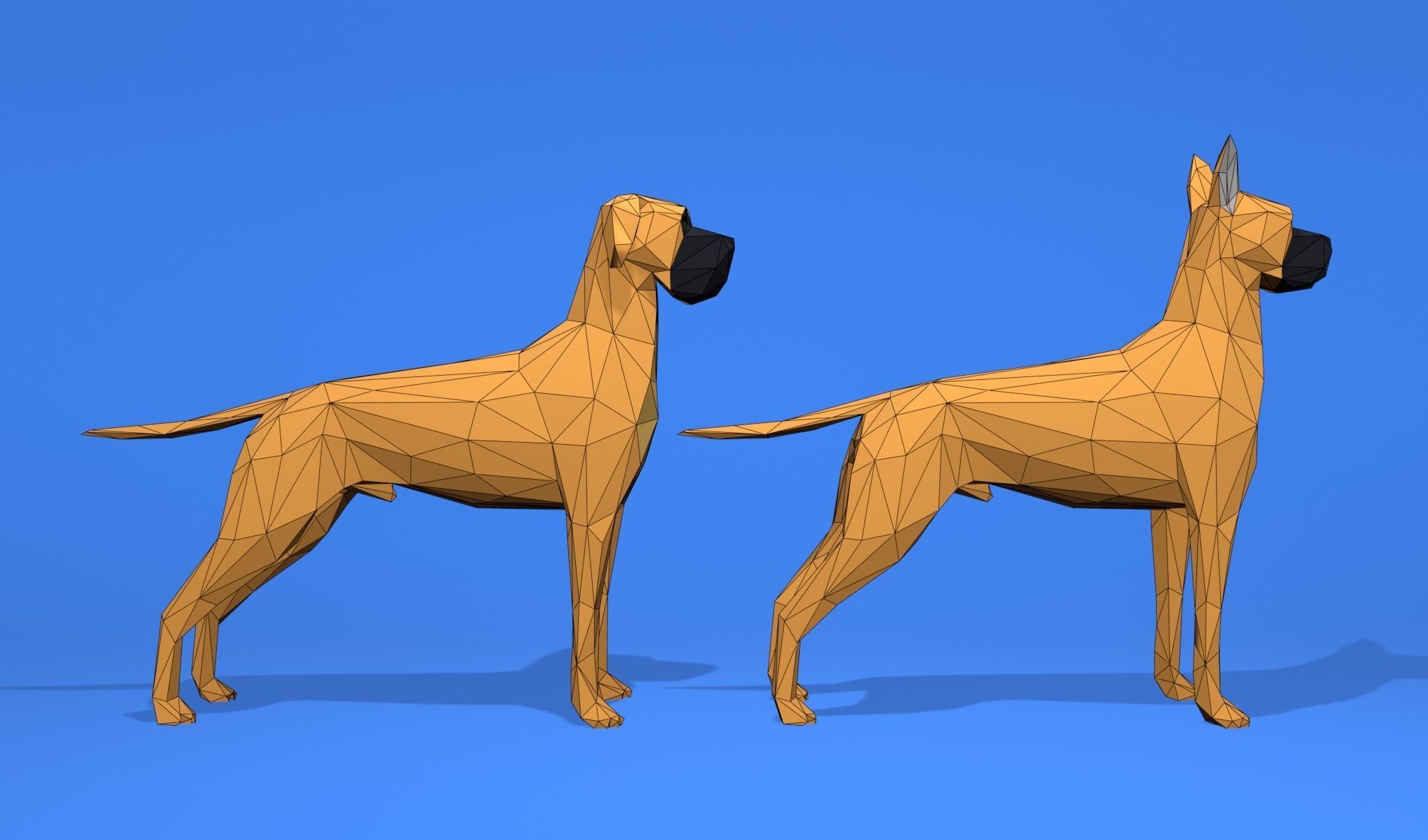 6 Dogs Great Dane - Dogue allemand Lowpoly 3D print model_1