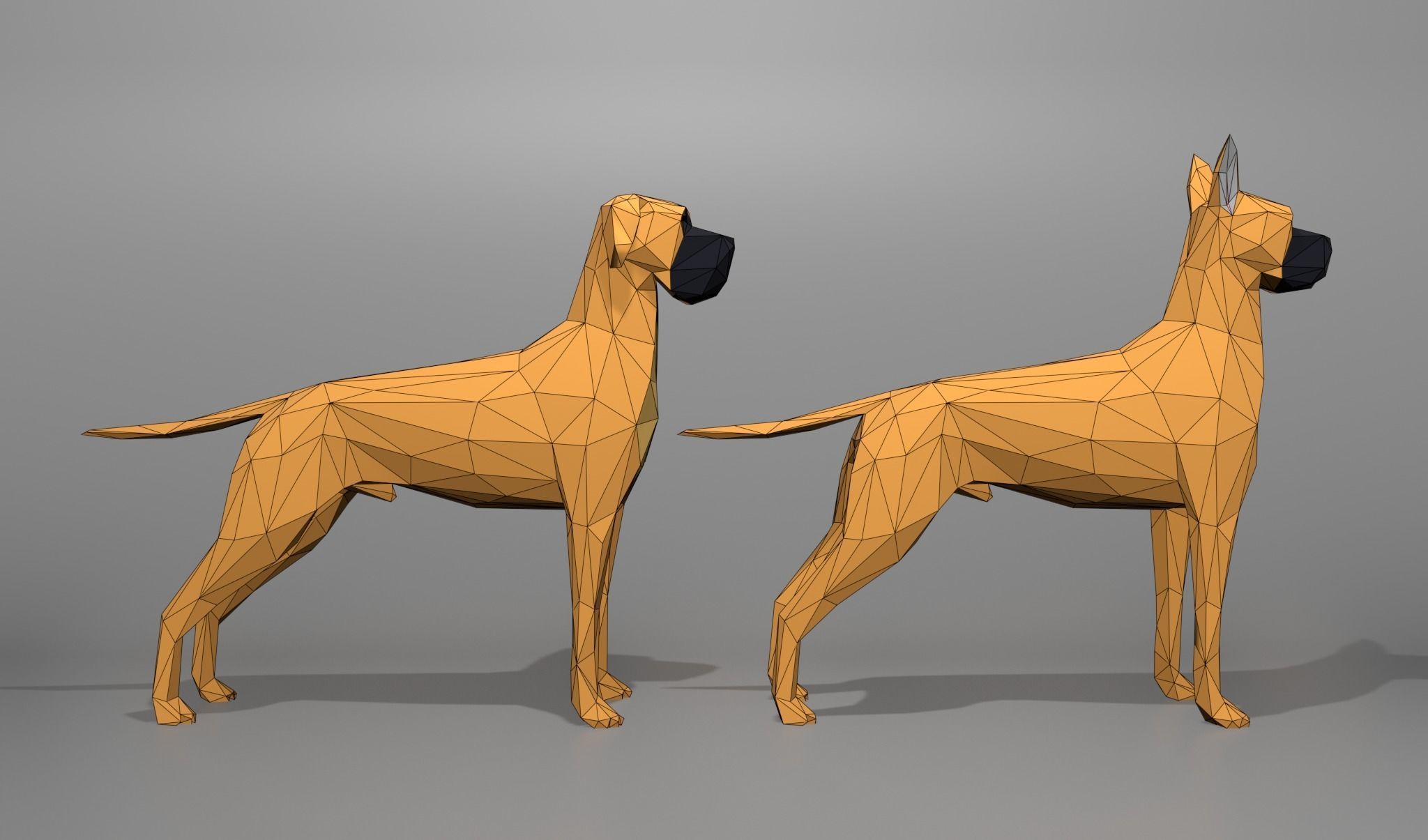 6 Dogs Great Dane - Dogue allemand Lowpoly 3D print model_4