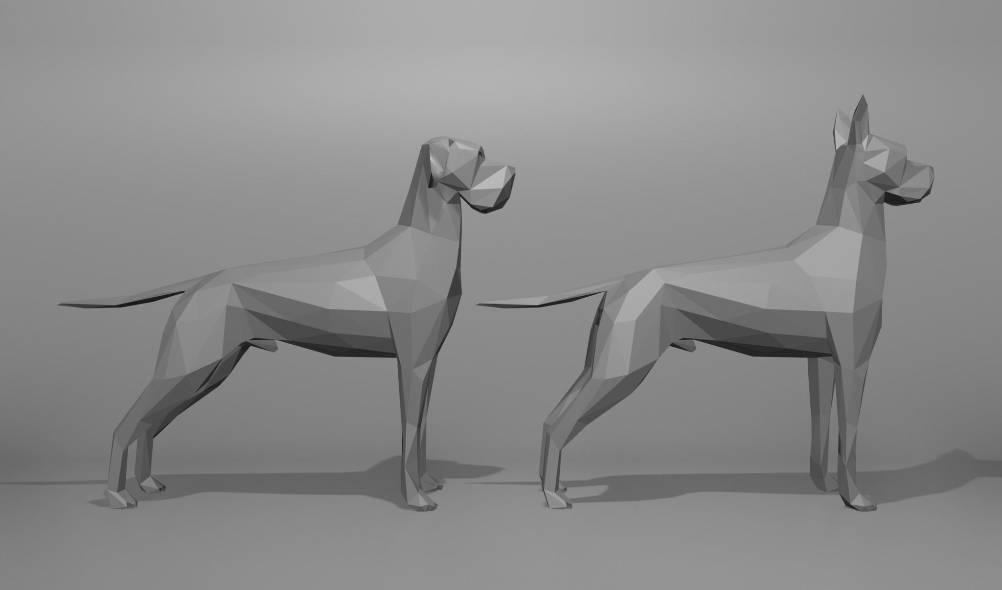6 Dogs Great Dane - Dogue allemand Lowpoly 3D print model_38