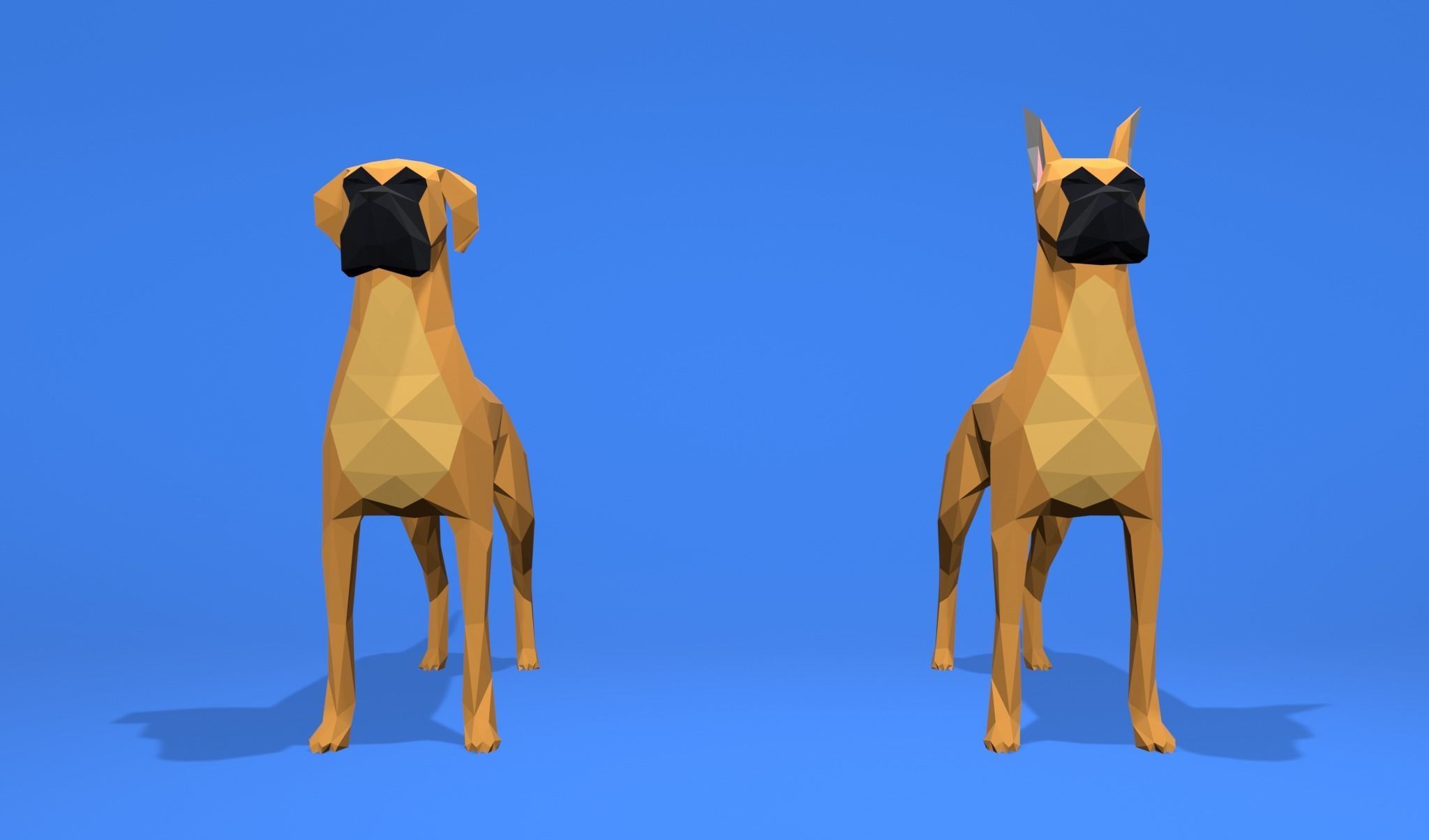 6 Dogs Great Dane - Dogue allemand Lowpoly 3D print model_31