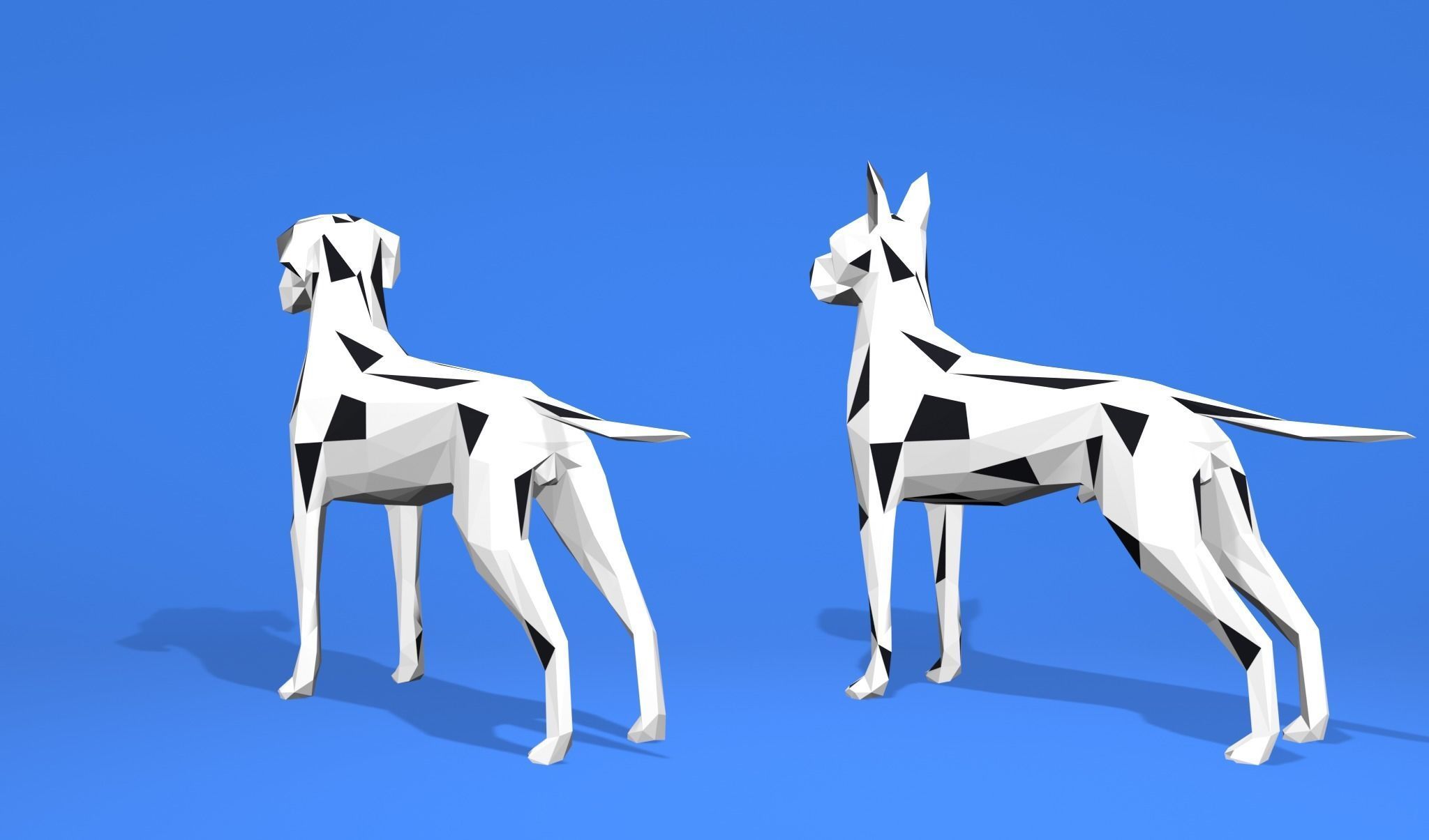 6 Dogs Great Dane - Dogue allemand Lowpoly 3D print model_28